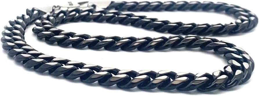 Detalle de 10:10 Collana da Uomo in Acciaio Inox – Catena Cubana Grumetta con Rivestimento PVD