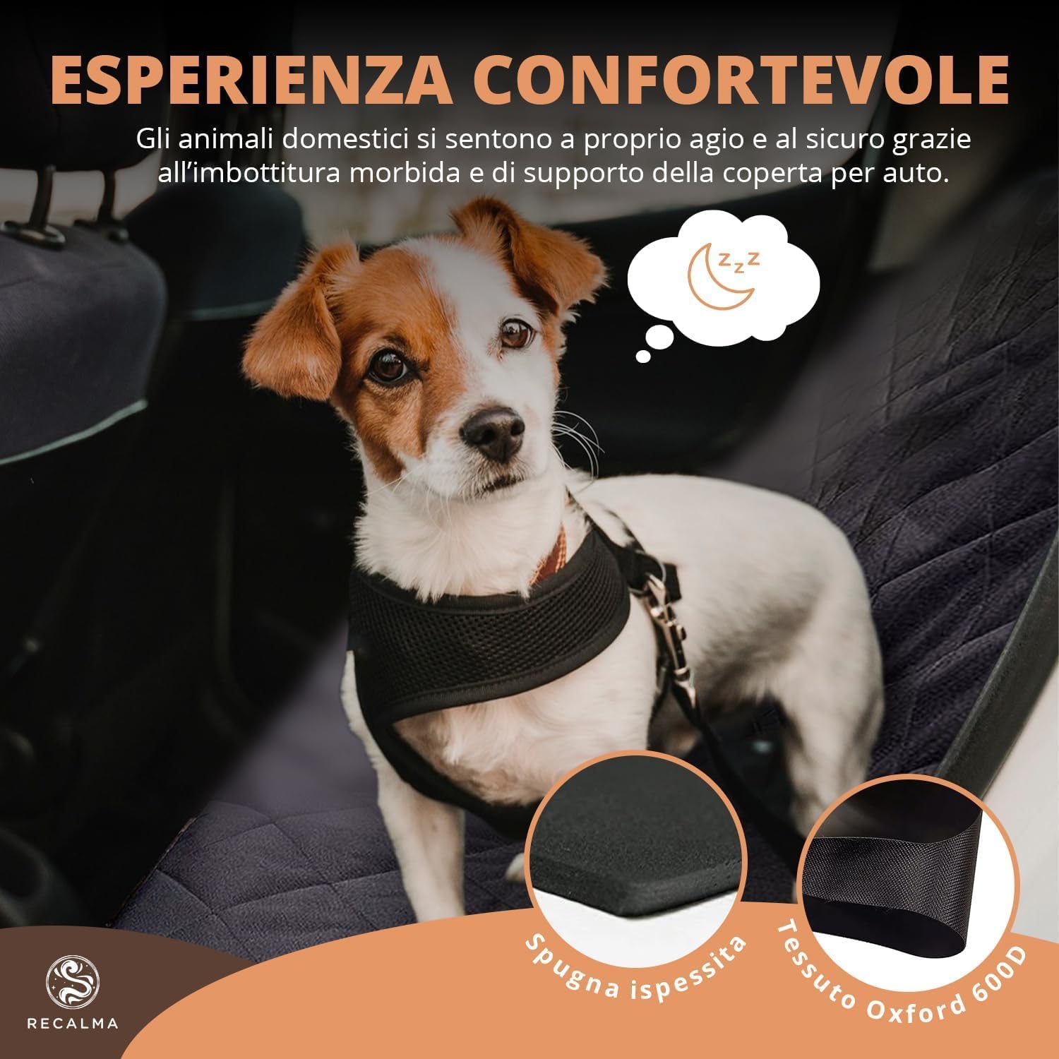 Thumbnail 1 de Recalma Coprisedile Auto per Cani 100% Impermeabile: antiscivolo e antigraffio, con guinzagli inclusi