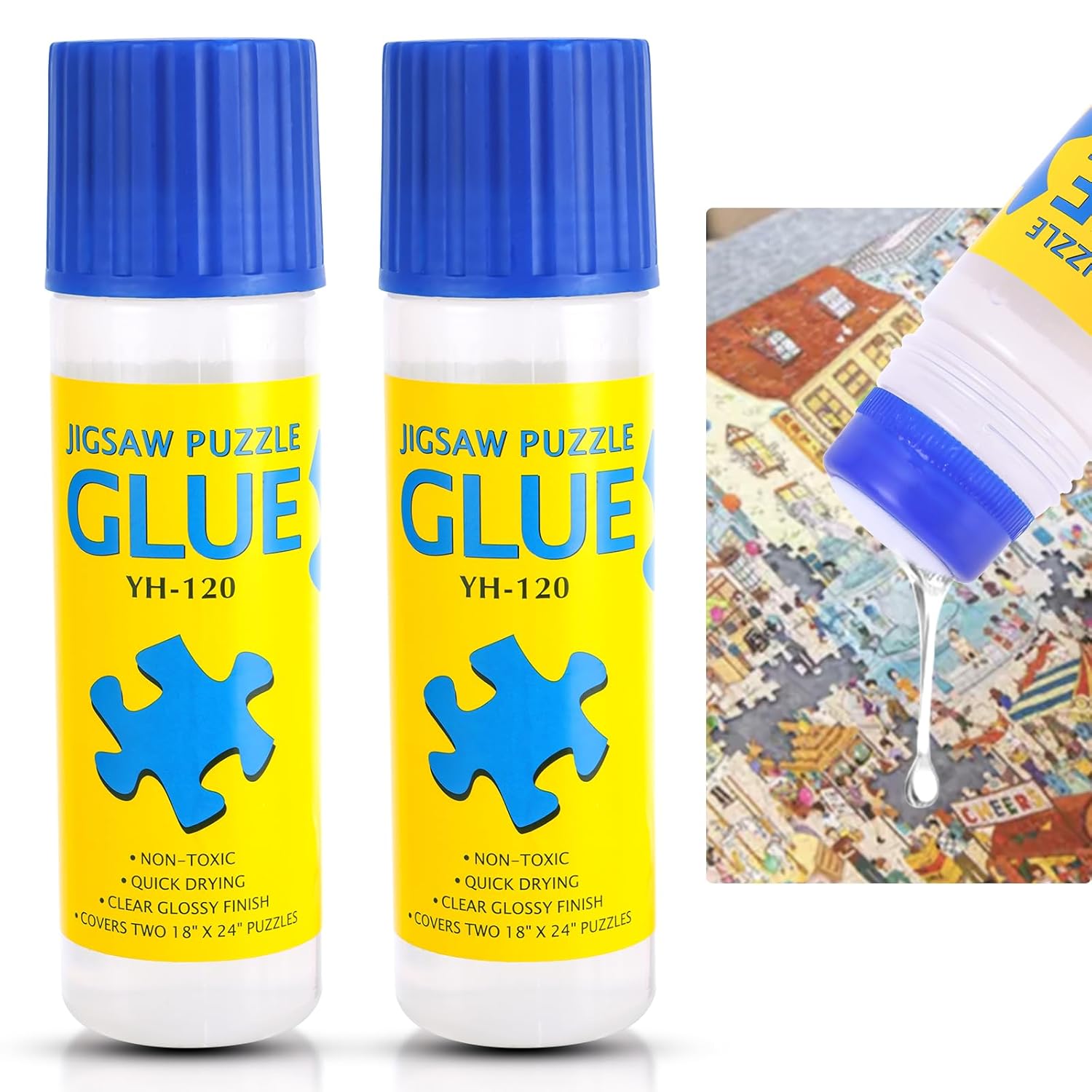 Colla per Puzzle Trasparente con Applicatore Facile da Usare – Confezione da 2×120 ml