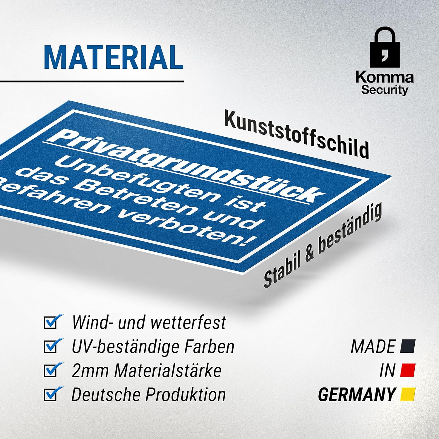 Thumbnail 2 de Komma Security Privatgrundstück 30 x 20 cm ⚠️