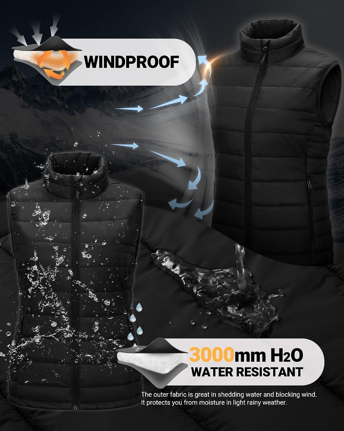 Thumbnail 3 de Outdoor Ventures Damen Steppweste packbar mit Stehkragen – leichte Hybrid-Übergangsweste fürs Wandern & Rad