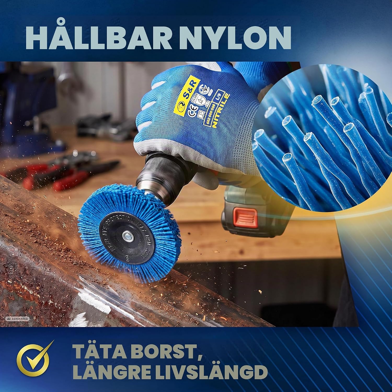 Thumbnail 3 de S&R 135.910.100 nylonborste Ø 100 mm med finkornig tråd