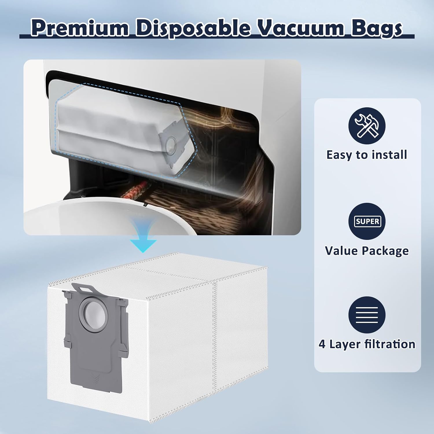 Detalle de 12 Pack Vacuum Bags for Roborock Qrevo, 3L