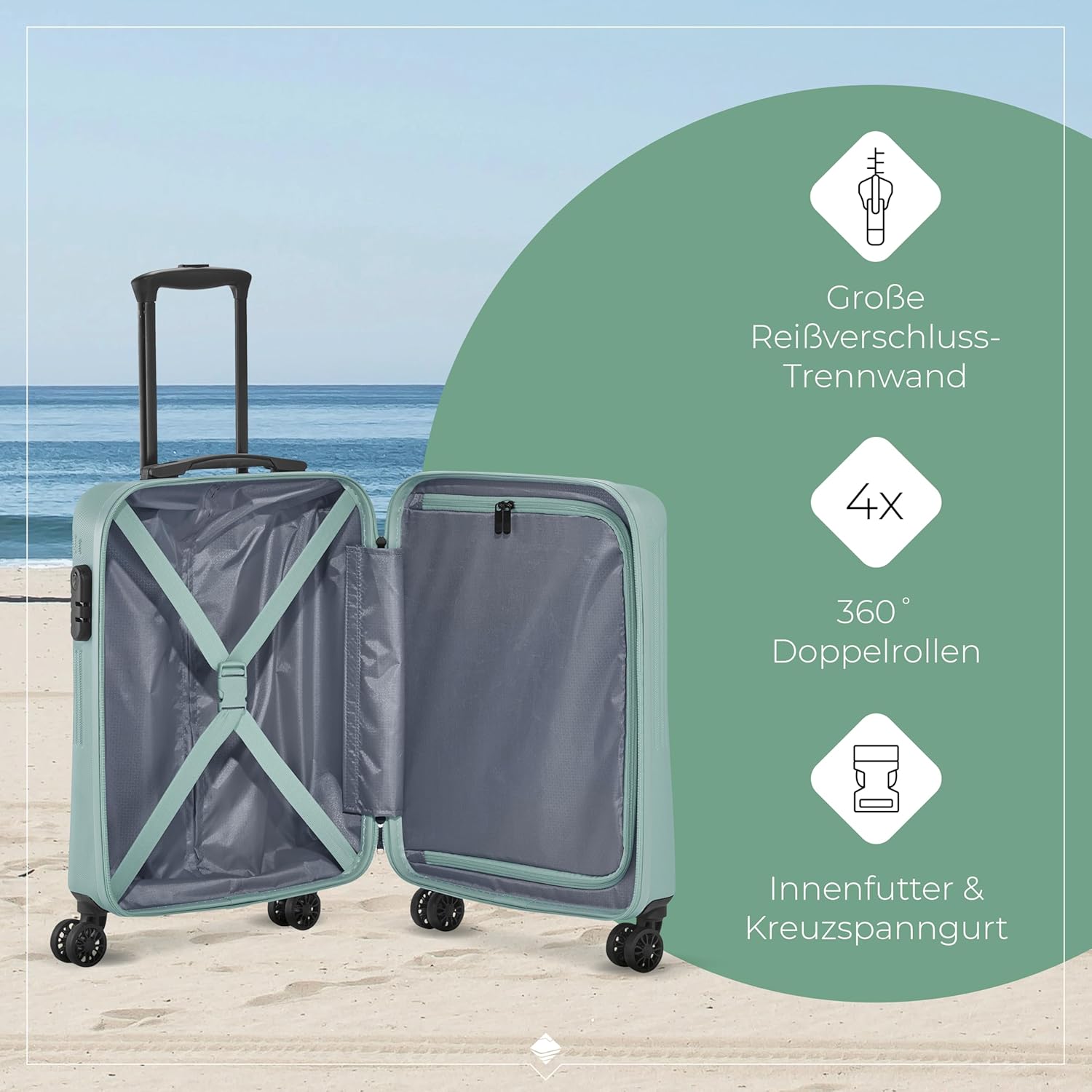 Detalle de Travelite Bali Handgepäck Trolley klein – 55×39×20 cm, 34 L, 2,5 kg, Kratzfeste Hartschale