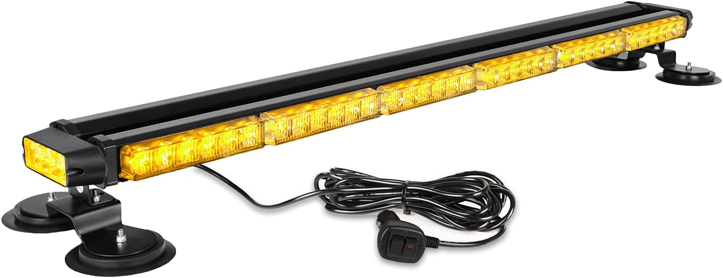 ASPL 38.5" 78 LED Strobe Light Bar with Magnetic Base — Double-Sided Amber Emergency Warning