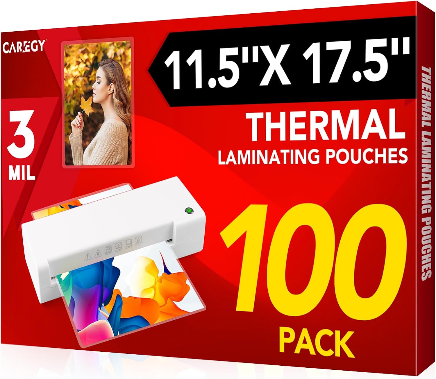 CAREGY 100-Pack Laminating Pouches, 3 Mil, 11 x 17-Inch Documents