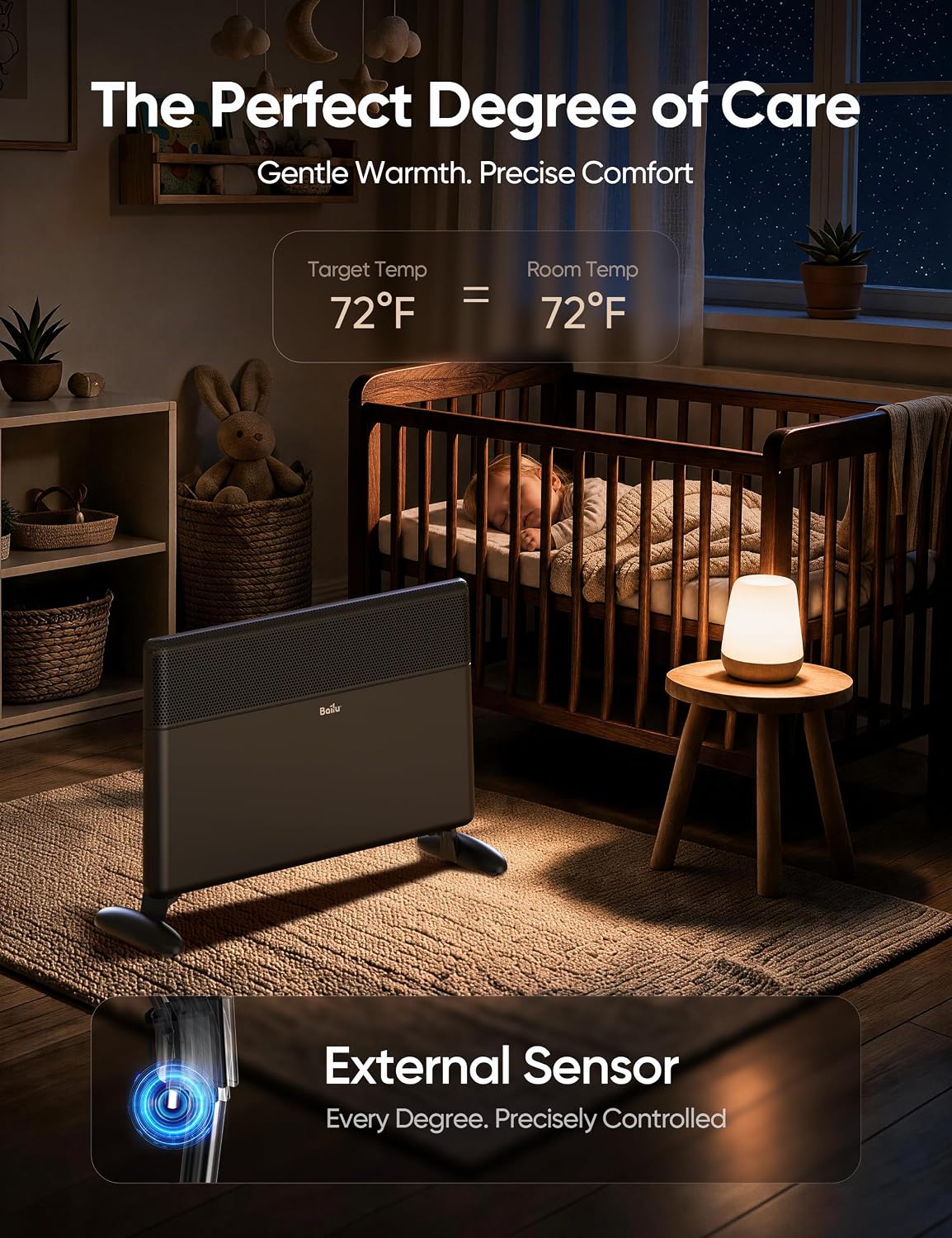 Detalle 1 de Ballu NCA1-4.4-BLACK Smart Convection Space Heater, 1500W, Wi-Fi