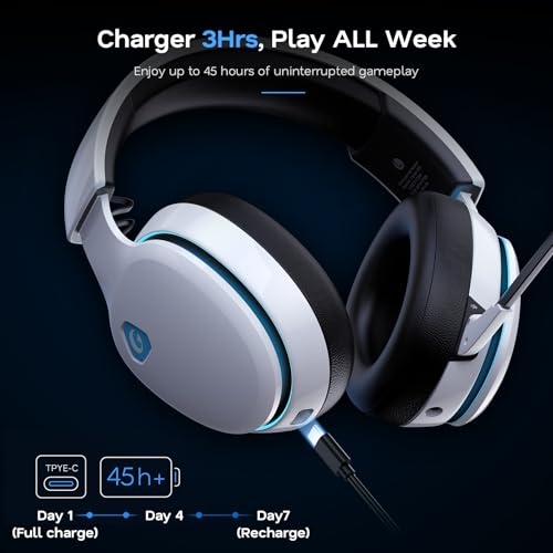 Thumbnail 5 de AOC 2.4GHz Wireless Gaming Headset for PS5/PS4/PC/Switch (White) – 45Hr Battery, 50mm Drivers, Detachable Mic