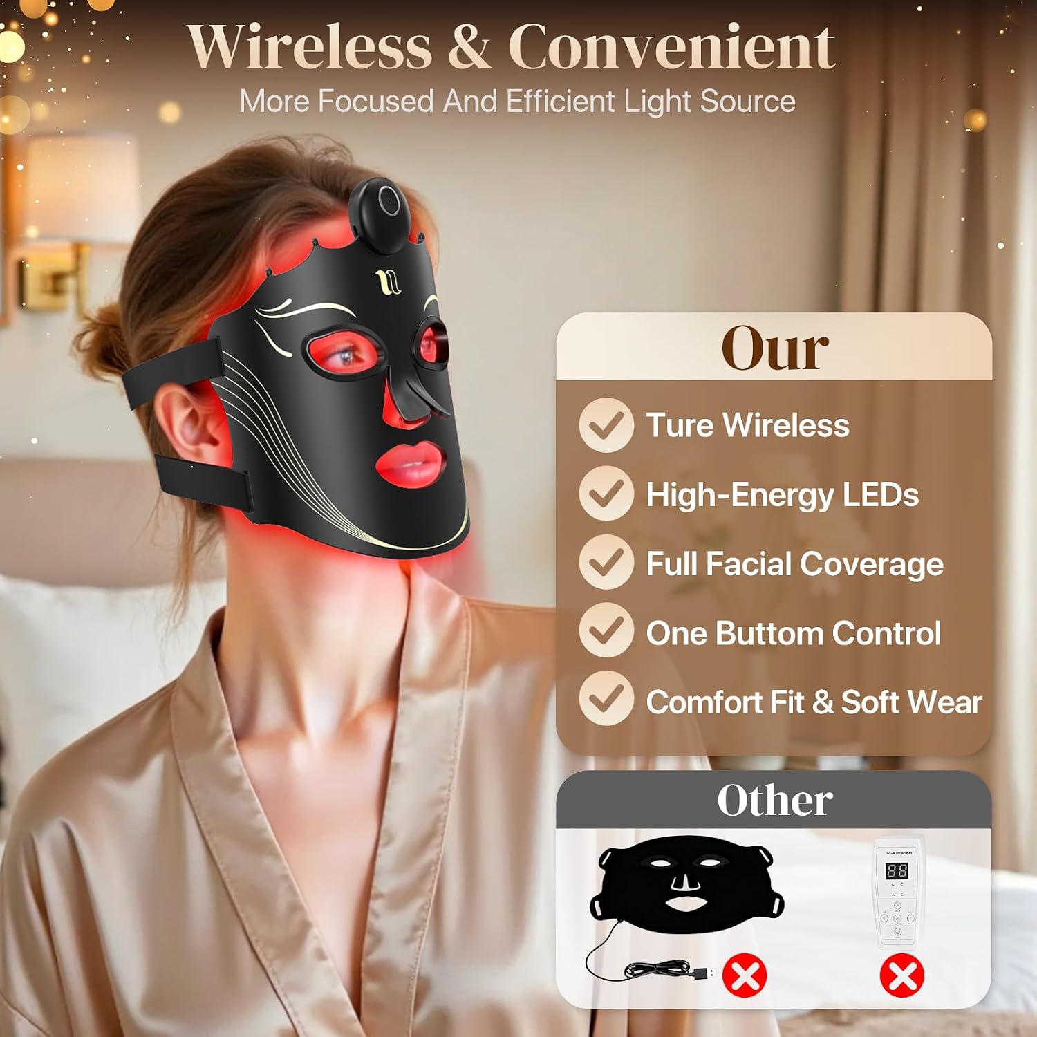 Detalle 1 de UYNUY E100B LED Face Mask with 7 Light Modes and Near-Infrared Light
