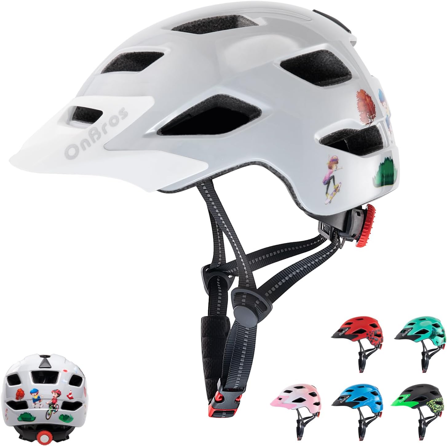 OnBros Kinderfahrradhelm mit Visier (CE EN1078), 50–57 cm – für Mädchen und Jungen 5–13 Jahre