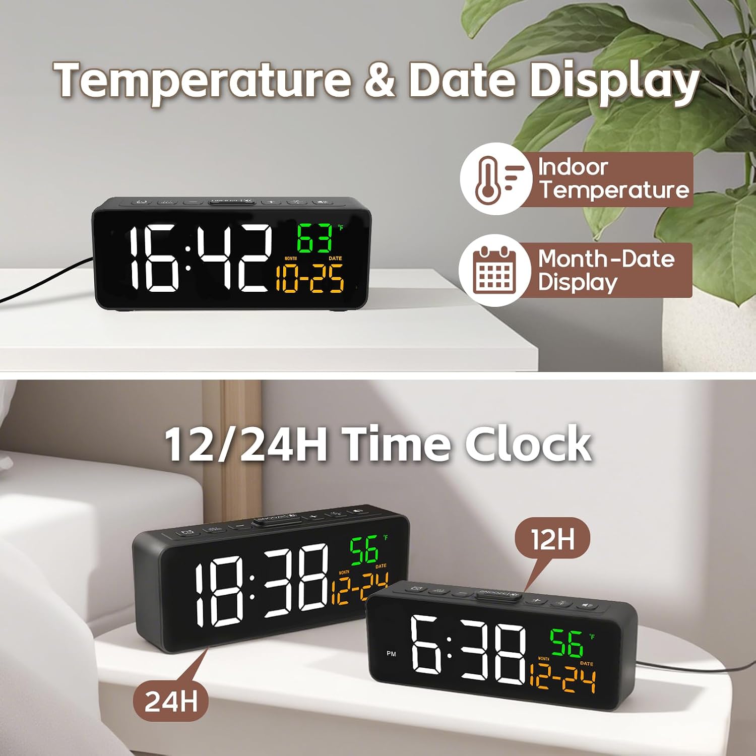Thumbnail 4 de Netzu 3-in-1 Digital Clock with Temperature 1️⃣🕰