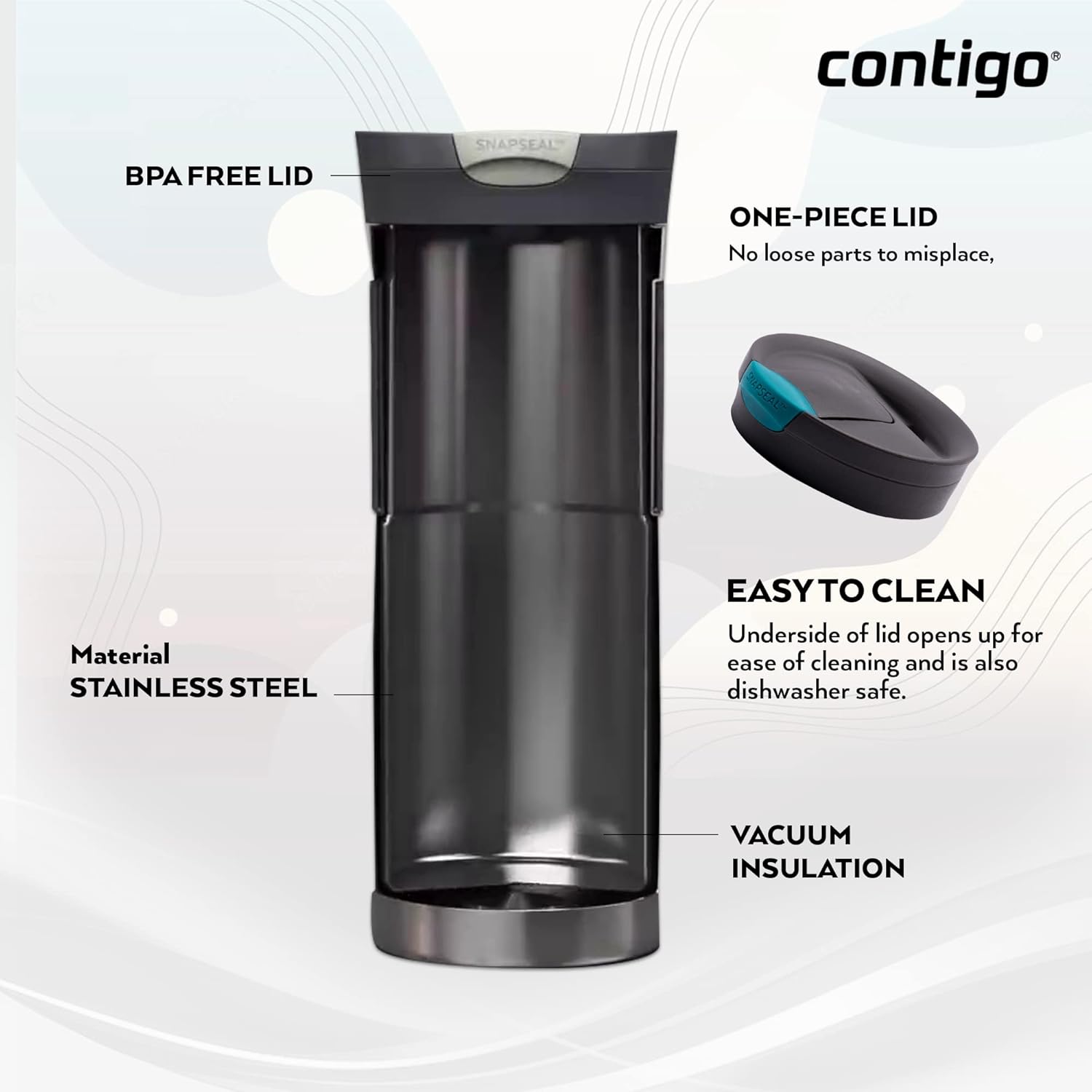 Thumbnail 3 de Contigo Byron Snapseal Vaso Térmico Antigoteo Acero Inoxidable
