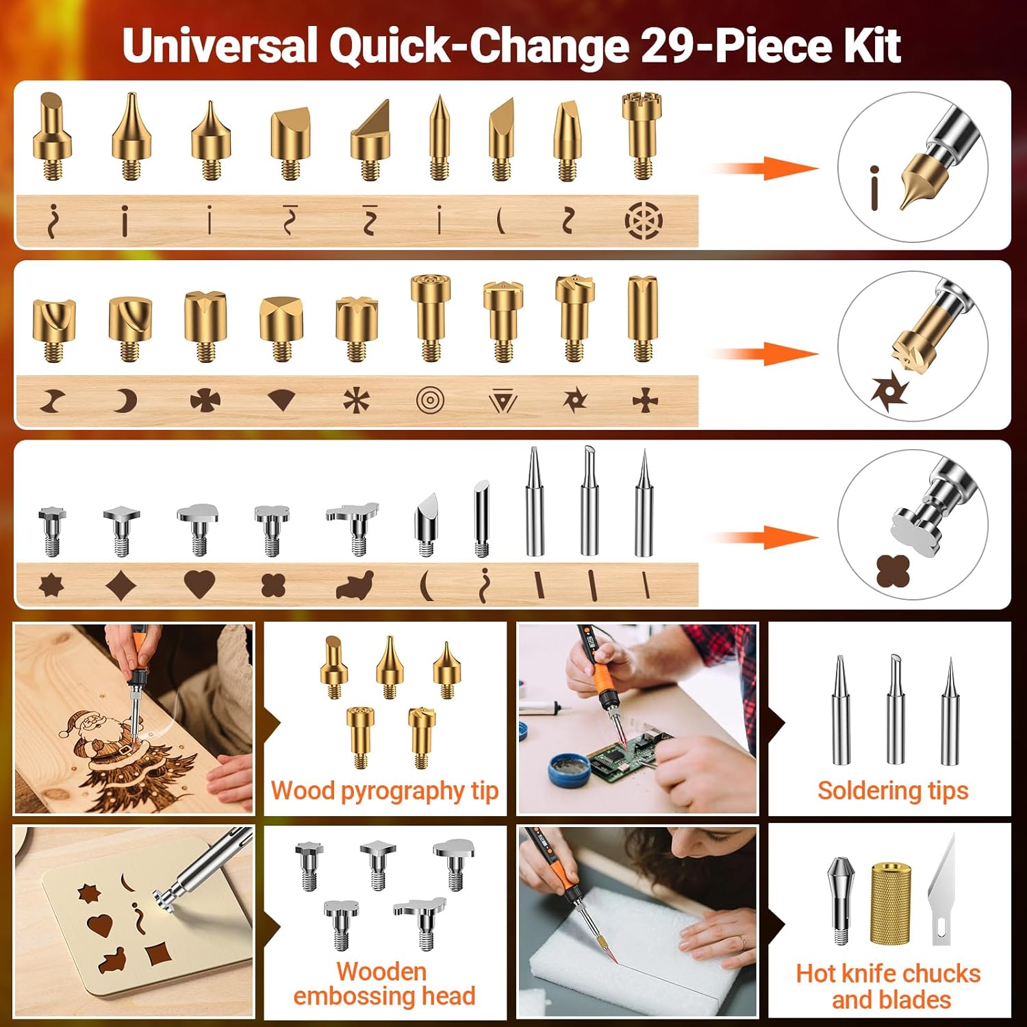 Thumbnail 1 de Preciva Pyrography Kit wood burning 70pcs