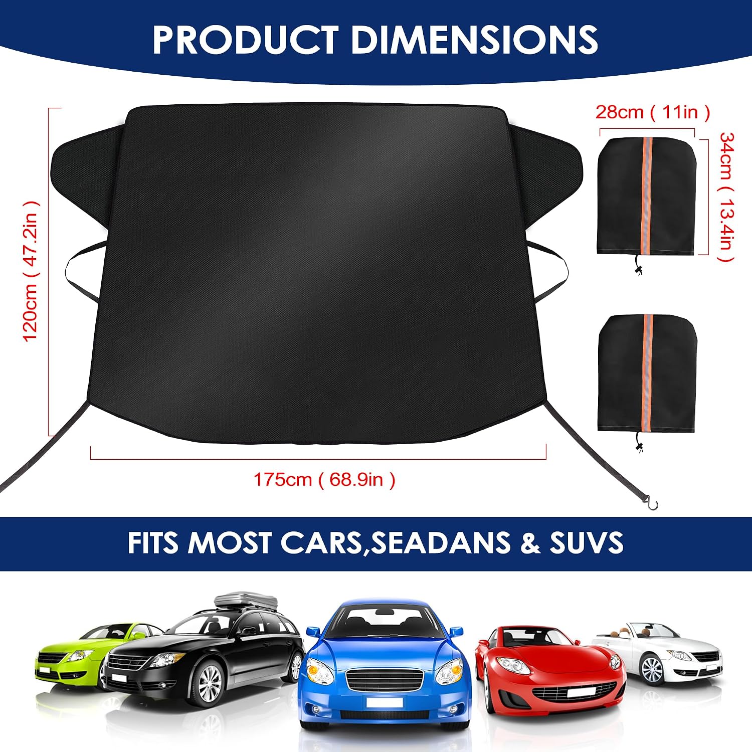 Detalle de LAMITOCS Car Windscreen Cover 68x47 inch