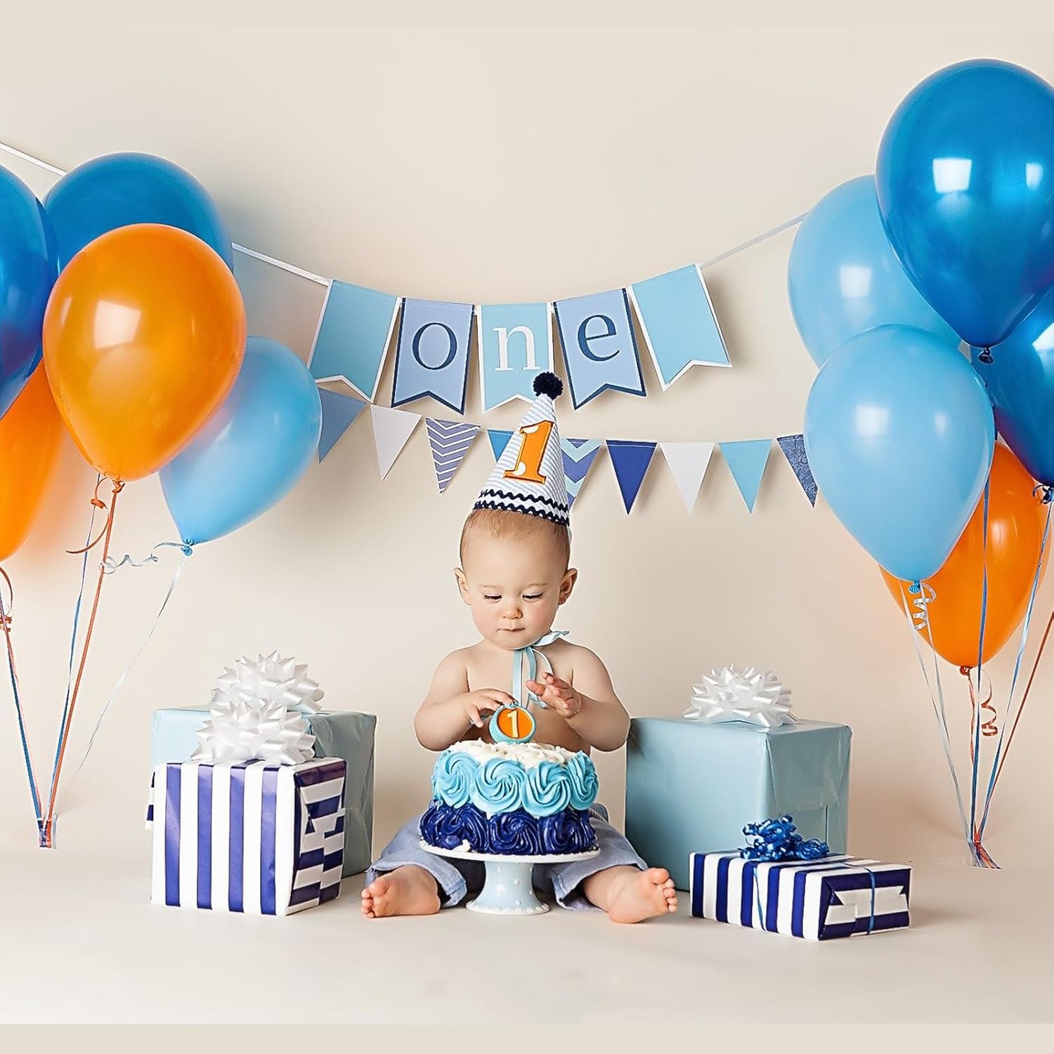 Thumbnail 6 de HILAVO 60-Pack Blue and Orange Balloons – 12 Inch Confetti & Matte Balloons for Space Theme Parties