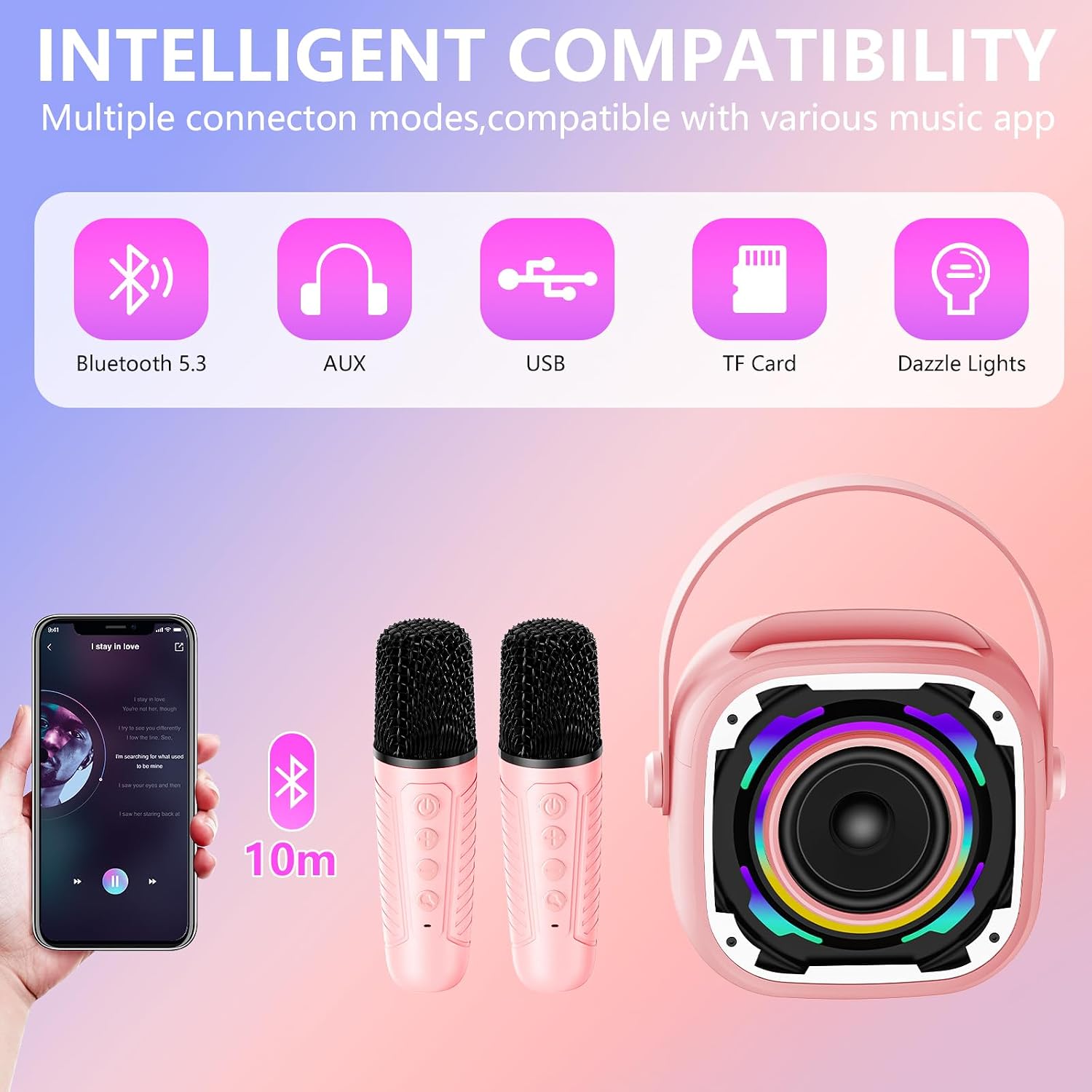 Detalle 1 de PKBD Mini Karaoke 2 Mics Pink
