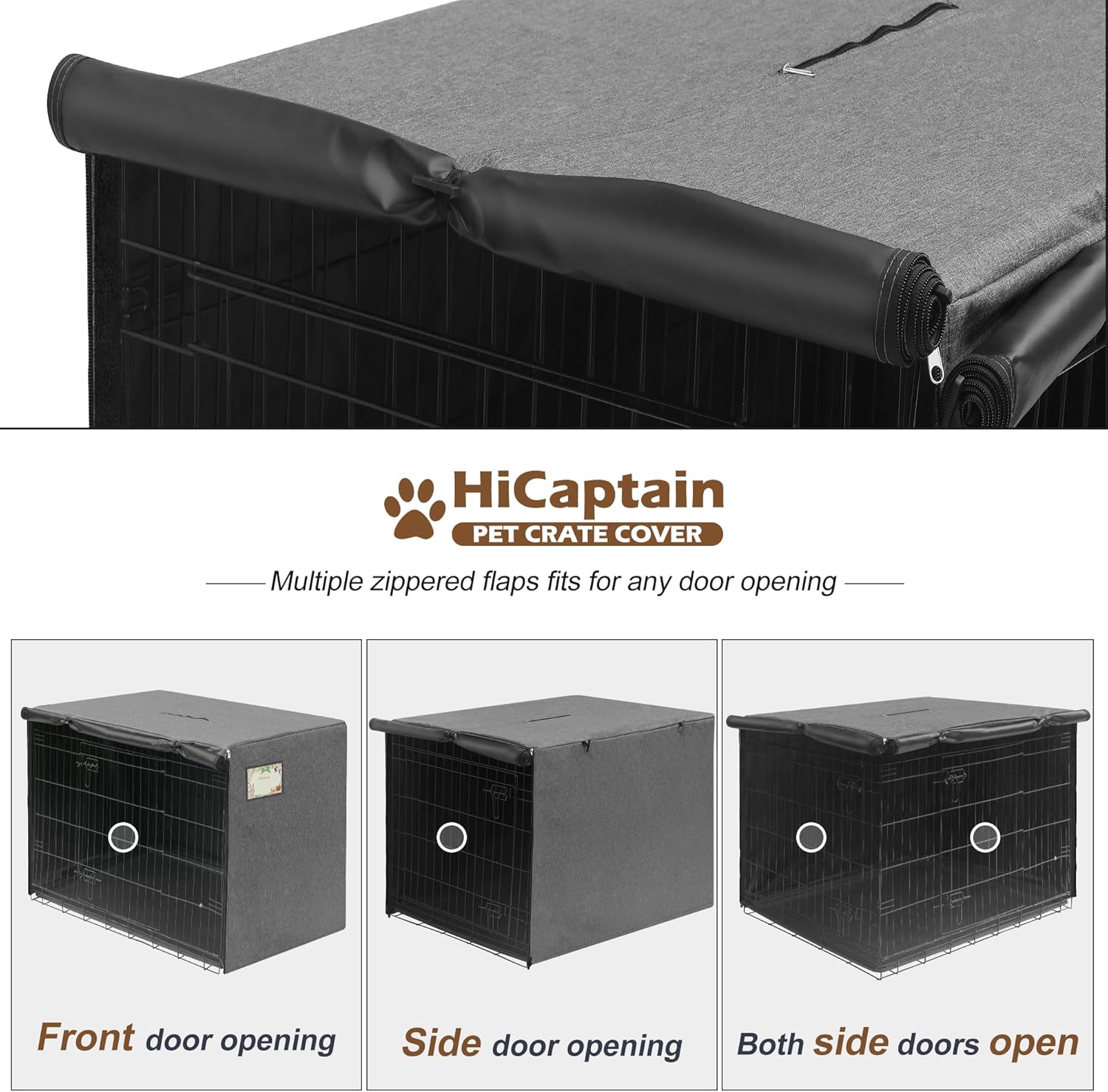 Detalle de HiCaptain Dog Cage Cover for Wire Cages (Windproof, 63.5 x 48.3 x 50.8 cm) – Cover Only