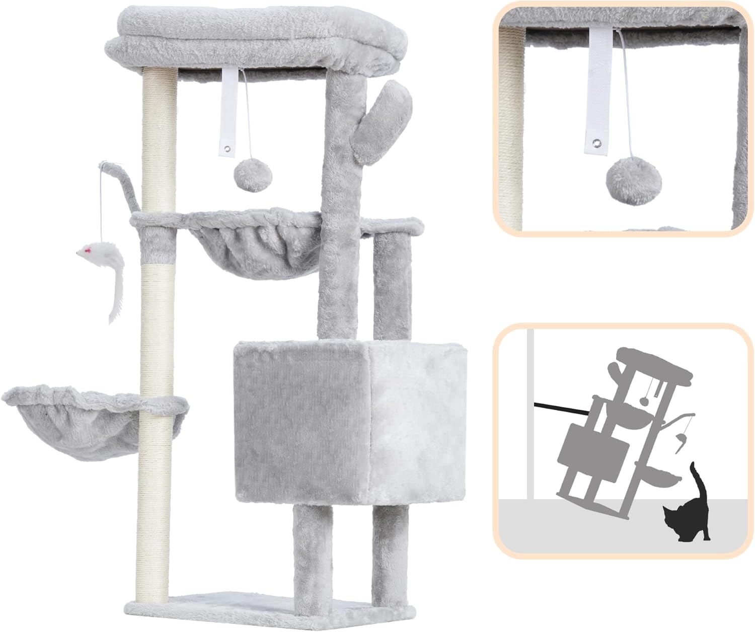 Thumbnail 6 de Heybly Cat Tree, 100 cm Tower Condo with Cat Scratching Post – Indoor Cat Playground