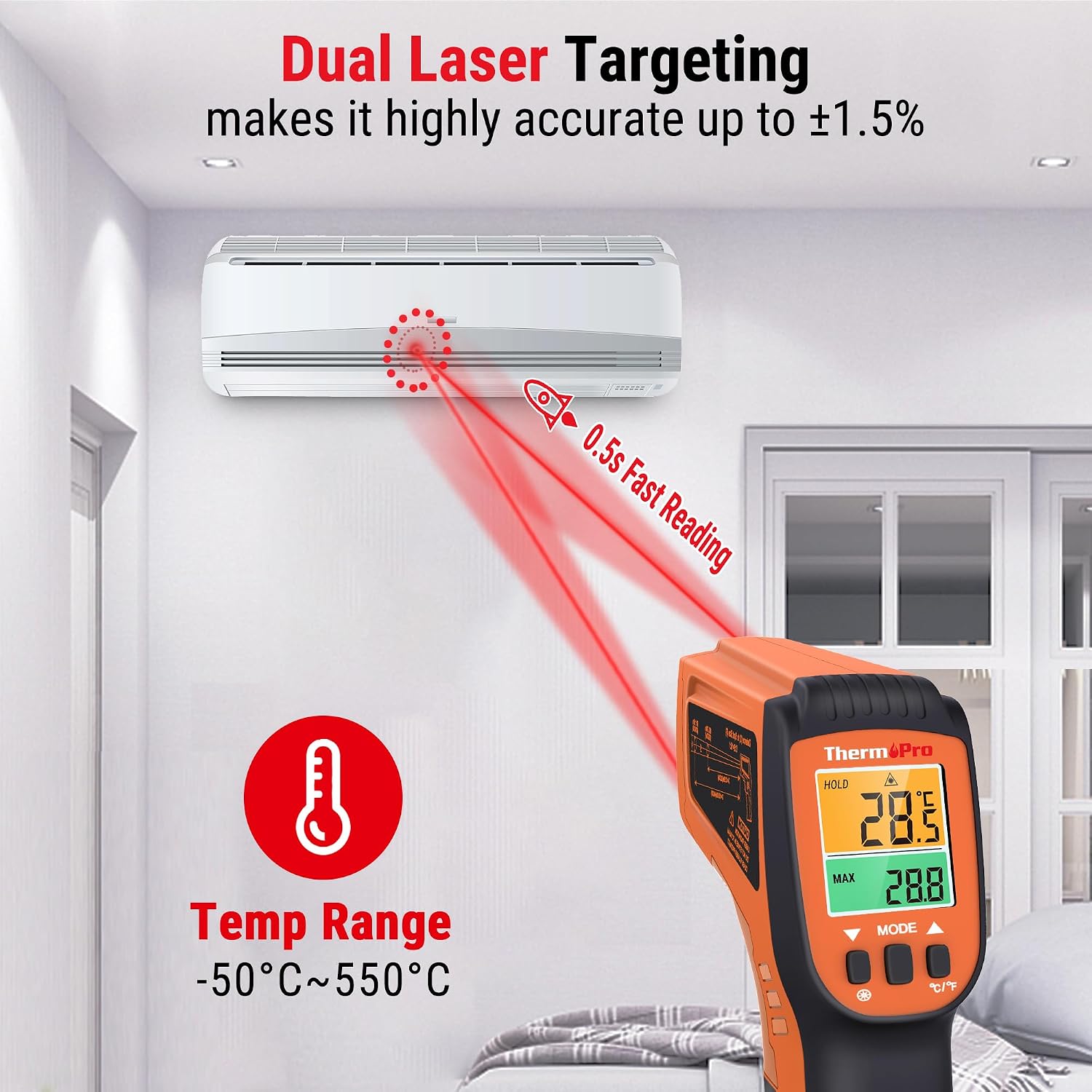 Detalle de ThermoPro Termometro infrarossi -50 a 550°C