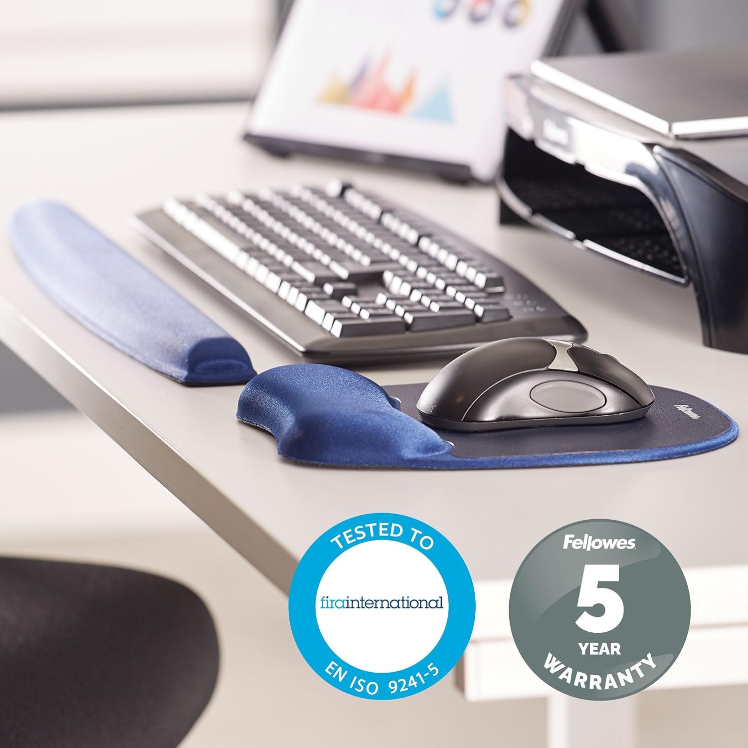 Thumbnail 3 de Fellowes Memory Foam Mouse Mat with Wrist Support – Sapphire