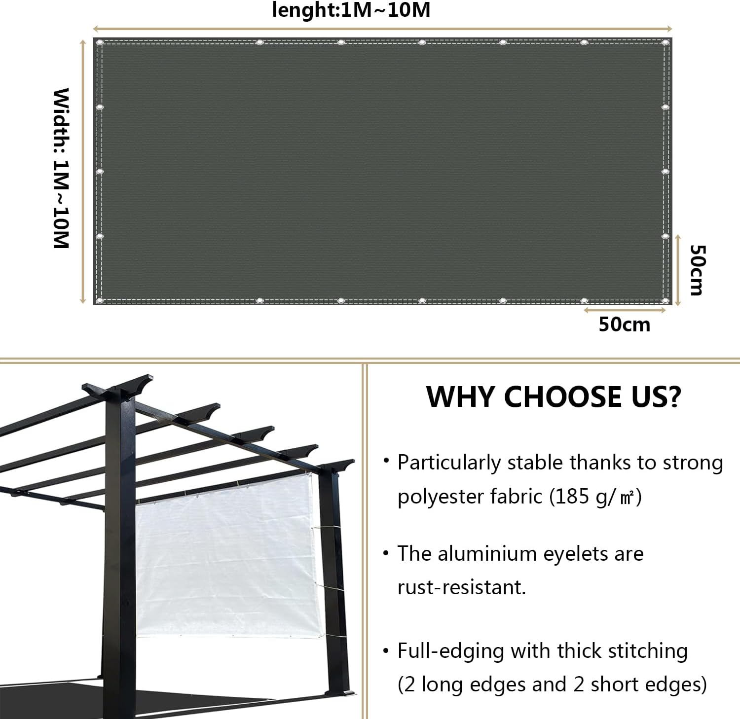 Thumbnail 5 de Sonnensegel wasserdicht 1x1M von Sichtschutz – UV-Schutz, Wasserdichtes Shade Sail für Garten & Terrasse