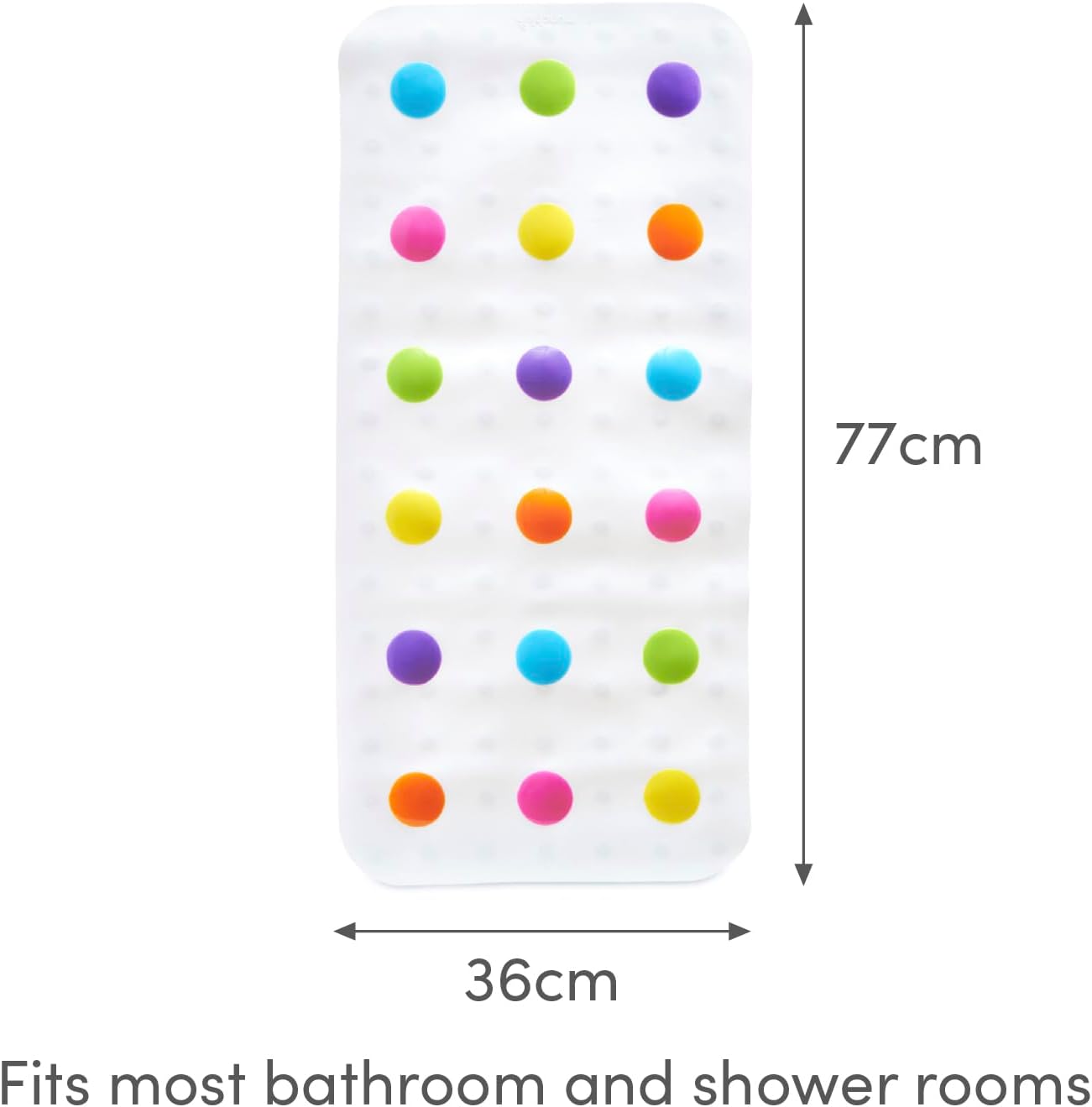 Detalle de Munchkin Dandy Dots Non Slip Baby Bath Mat (White) – Colourful Shower Mat with Strong Suction
