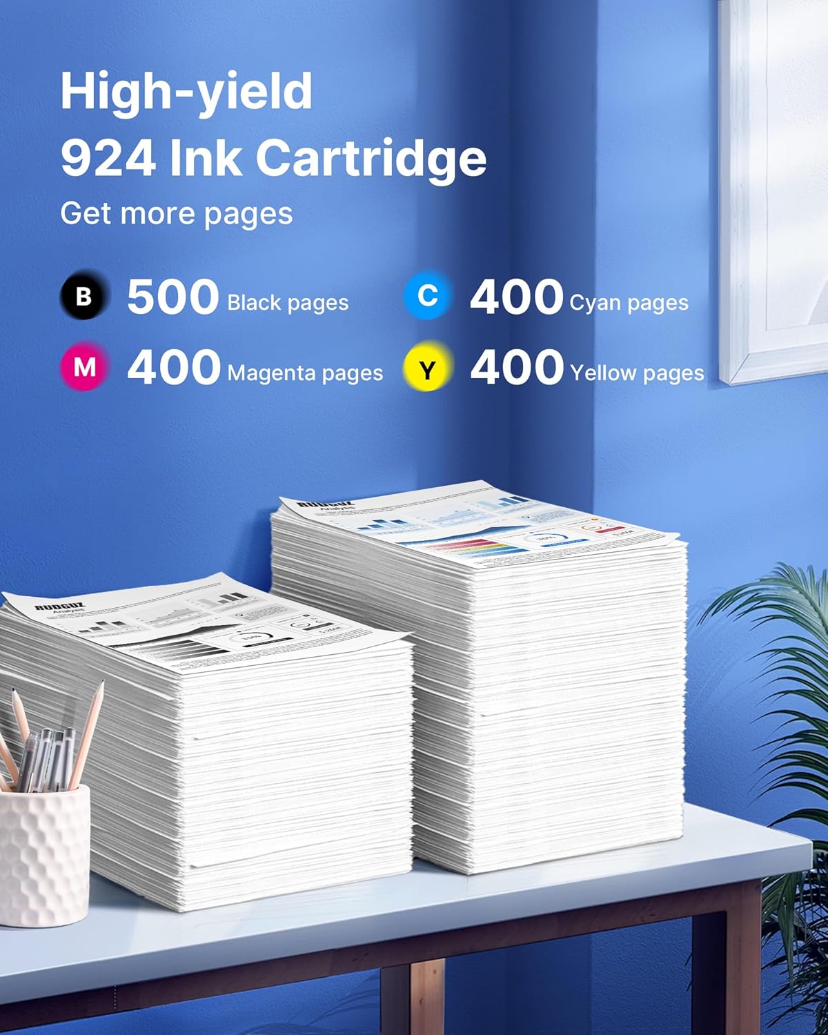 Thumbnail 2 de RUDGUZ 924 Patronen Multipack kompatibel für HP 924 (XL) – 4er-Set Schwarz/Cyan/Magenta/Gelb, ohne Chip