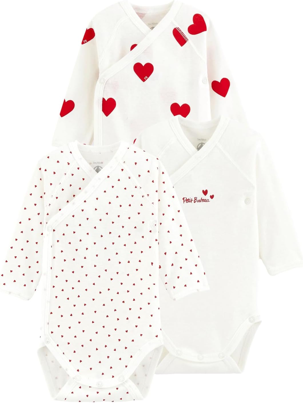 Thumbnail 5 de Petit Bateau A00az body neonato manica lunga con chiusura a incrocio (confezione da 3)