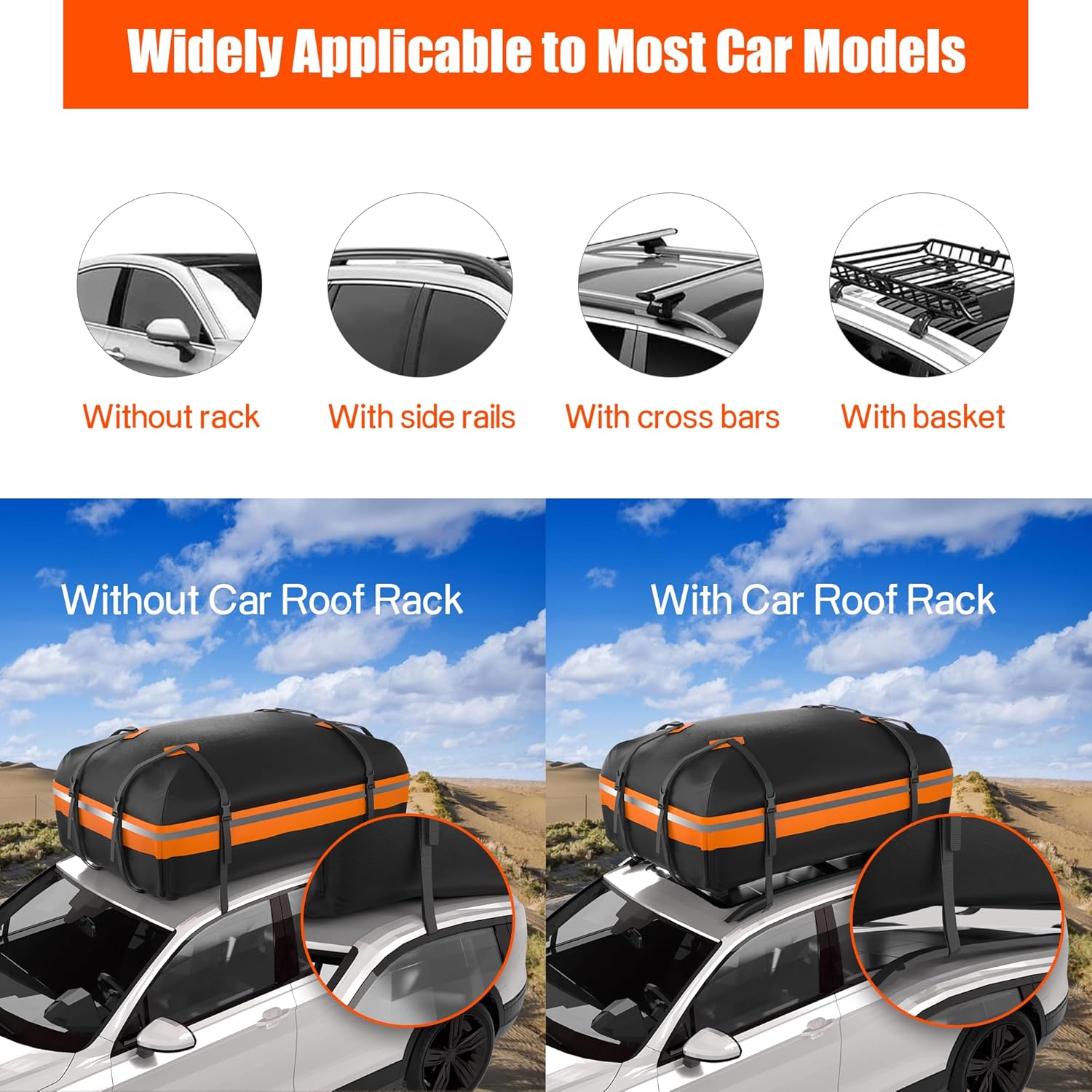 Thumbnail 6 de Signstek Car Roof Cargo Bag: 1000D PVC Waterproof, 15 cu ft with 8 reinforced straps