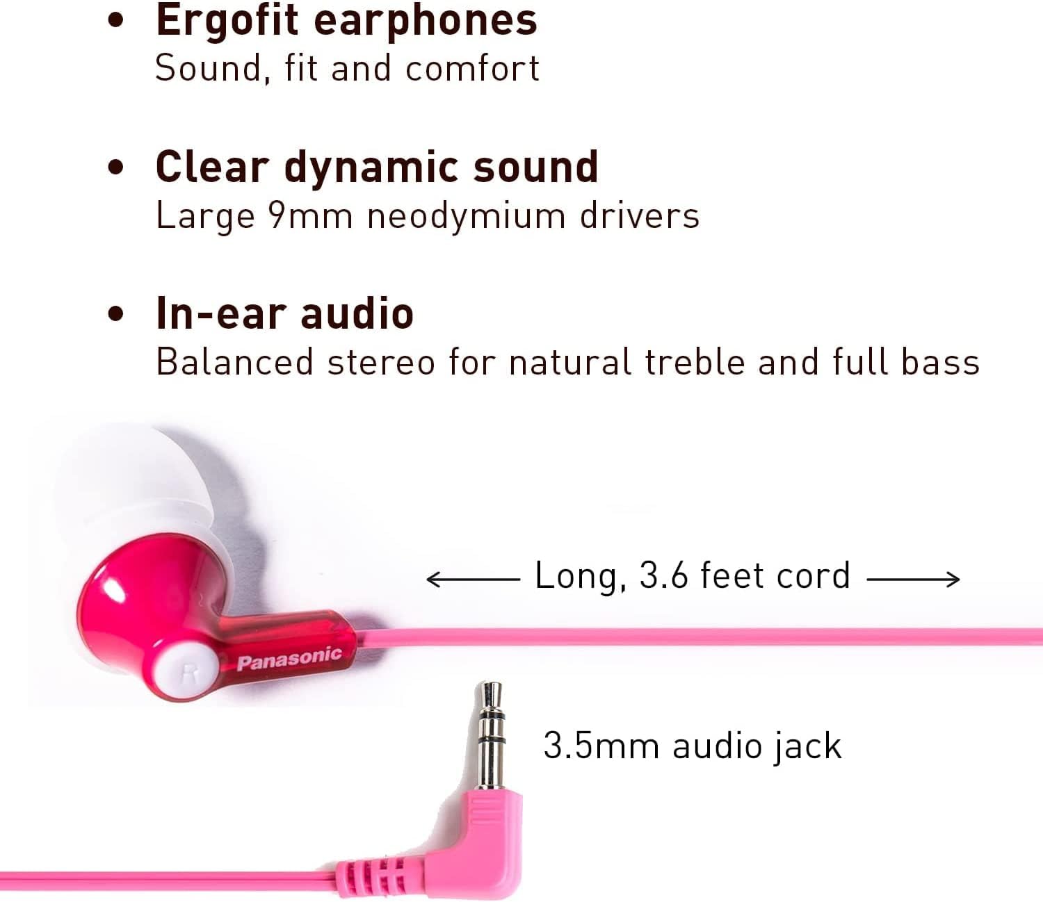 Detalle 2 de Panasonic Wired Earbuds RP-HJE120-P