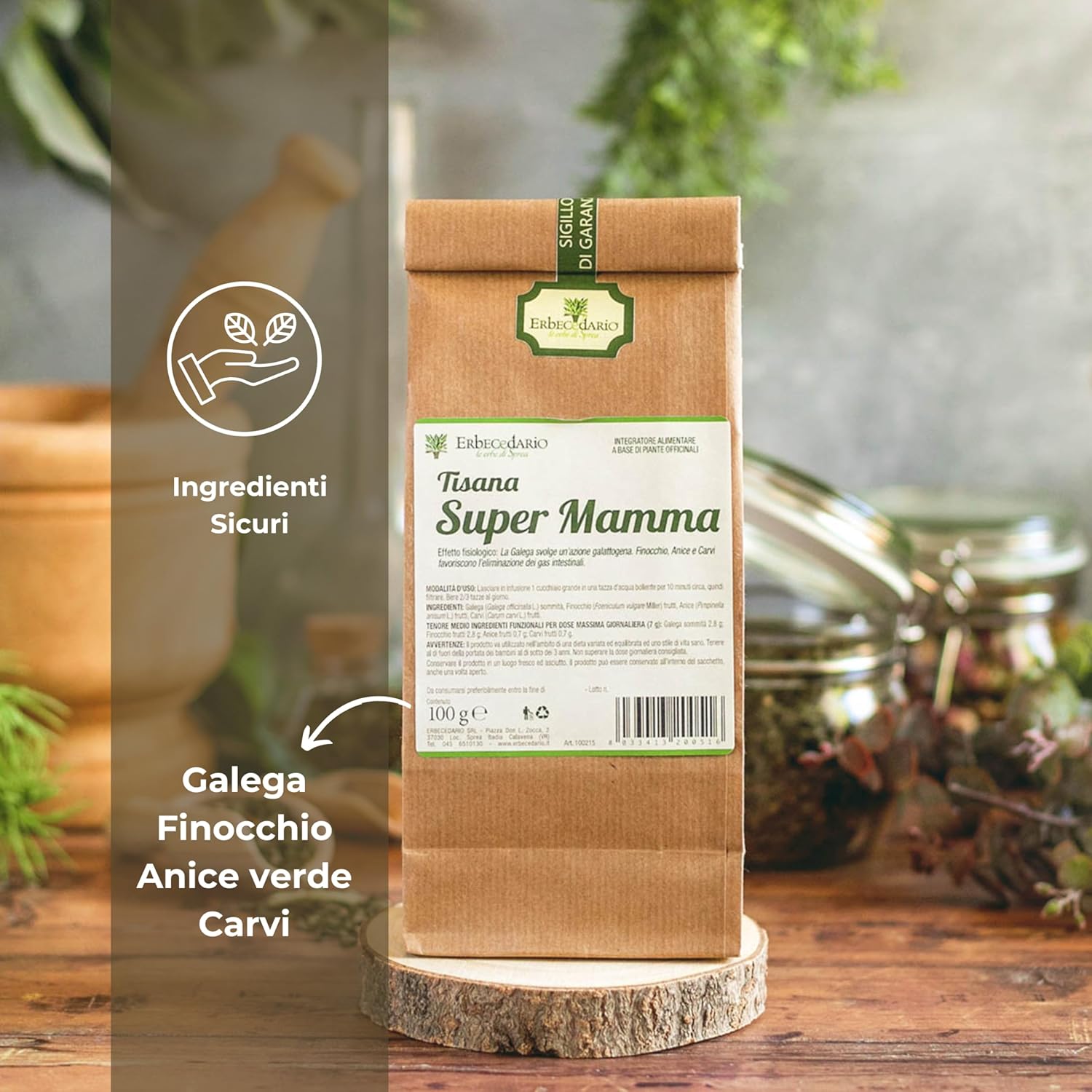Detalle 2 de Tisana Super Mamma con Galega e Finocchio 200 g – ERBECEDARIO: latte materno e benessere digestivo