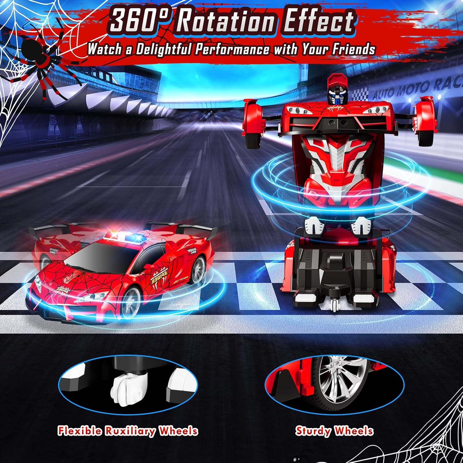 Detalle de Febyhim YT6656 Transforming RC Car with Police Lights, 2.4GHz