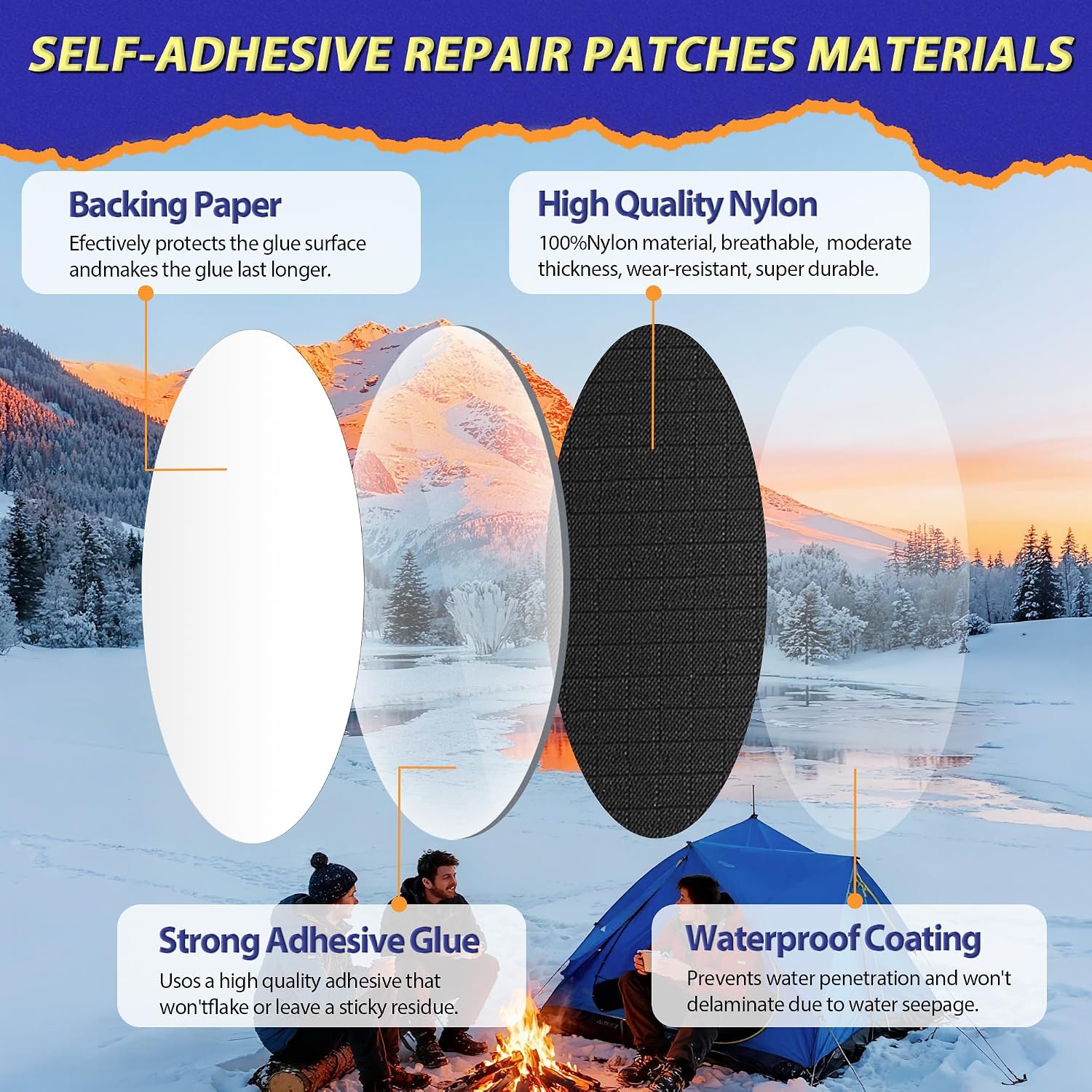 Thumbnail 2 de umaini SFG18P#DE Nylon Repair Patch Kit, 18-Piece Waterproof Self-Adhesive Set