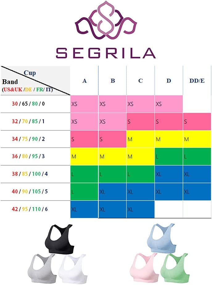 Detalle de SEGRILA Women’s Sports Bras Multipack: Padded Racerback for Light to Medium Impact Workouts