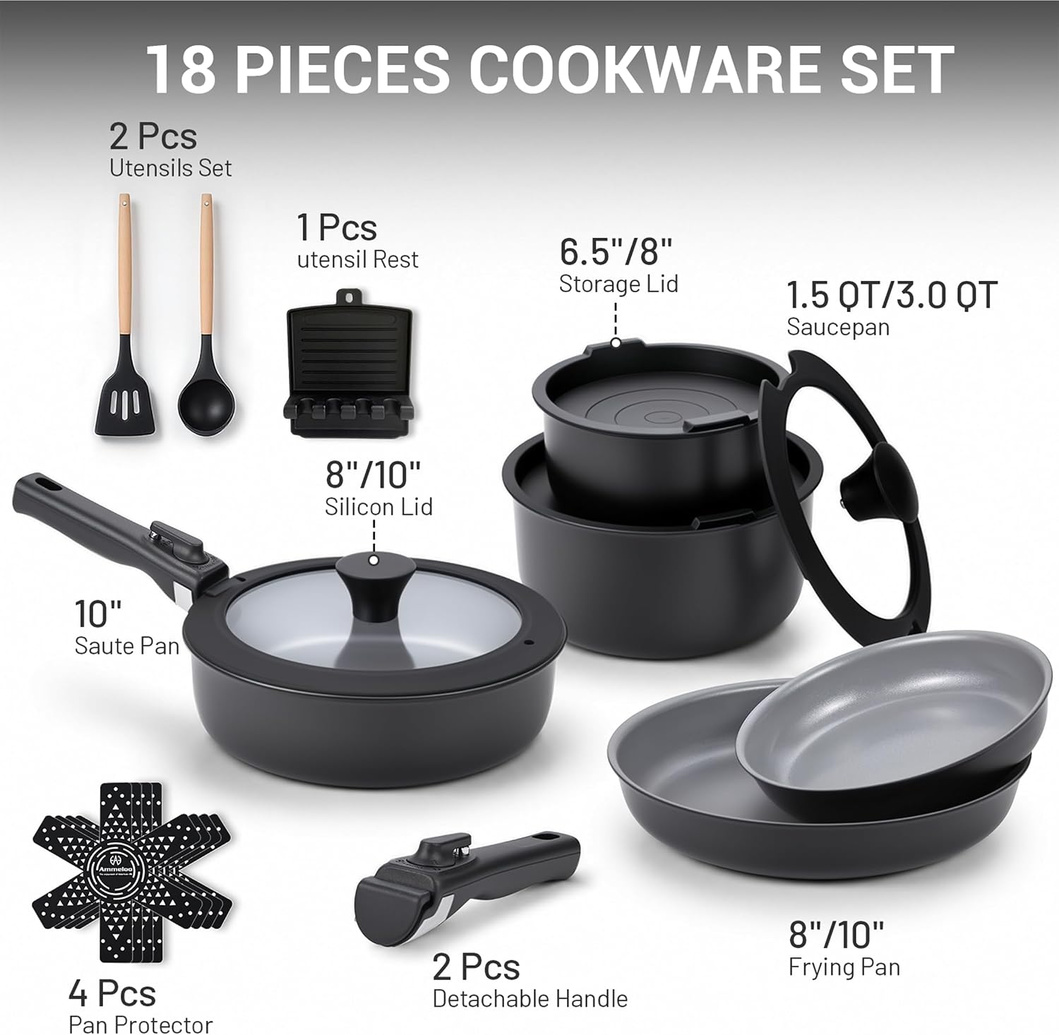 Thumbnail 6 de Ammeloo 18-Piece Ceramic Cookware Set 1.5 qt