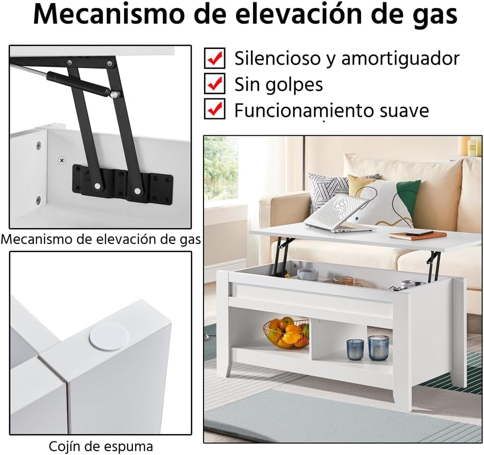 Thumbnail 6 de Yaheetech Mesa Centro Elevable de Madera