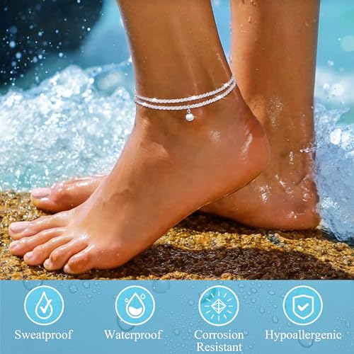 Detalle de Diamday 925 Sterling Silver Ankle Bracelet for Women