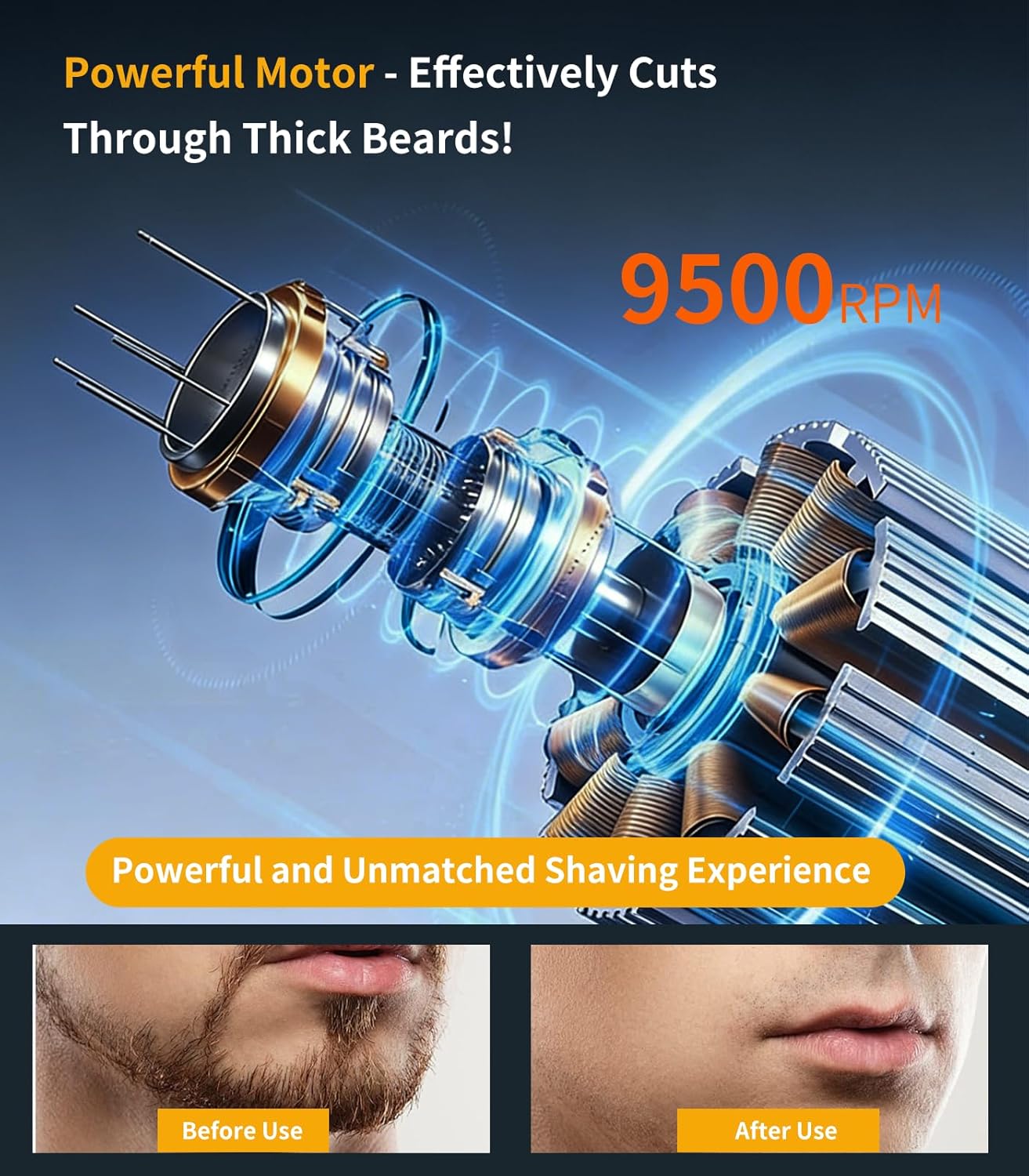 Detalle 2 de Electric Razor for Men: Foil Shaver with 3 Floating Blades