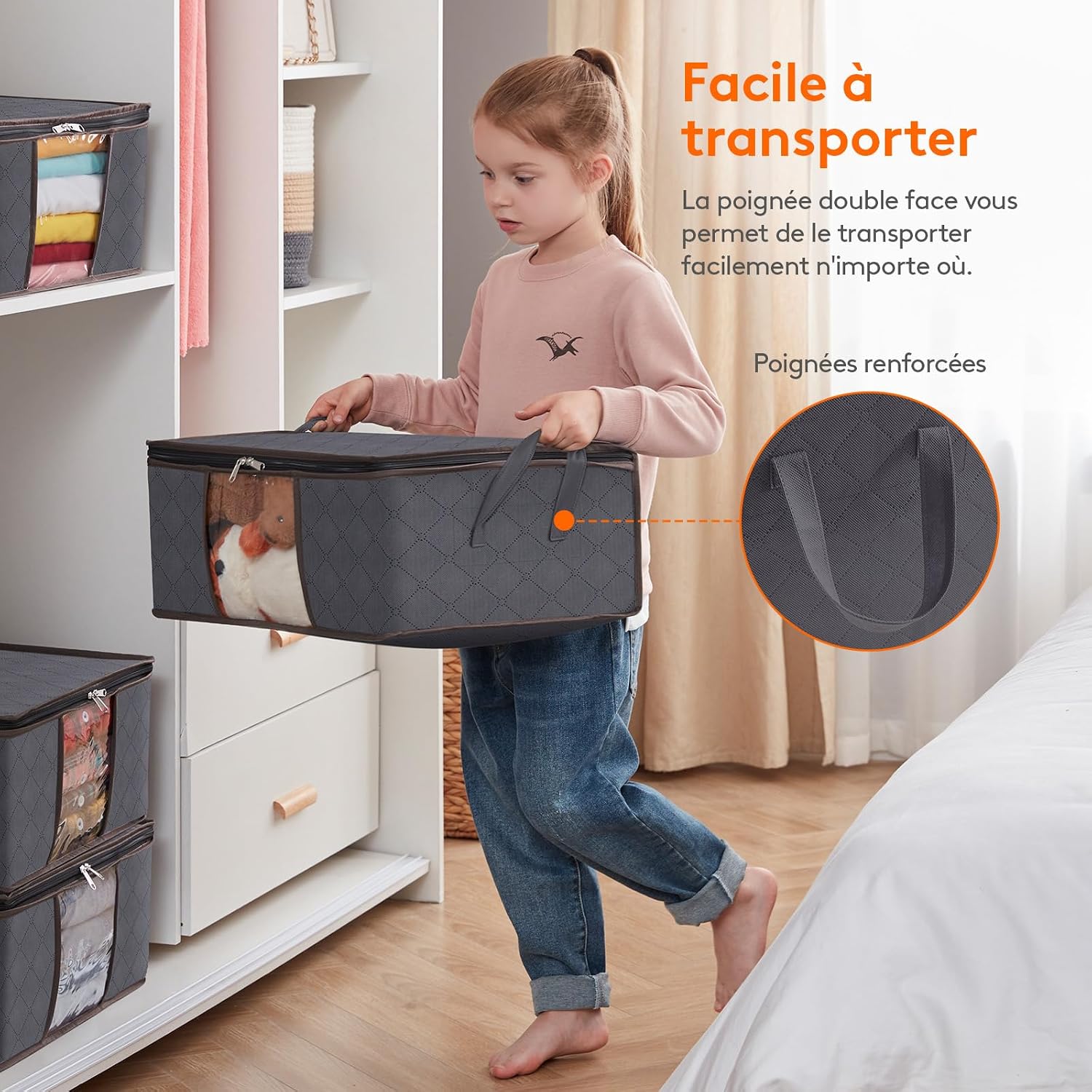 Detalle 2 de Lifewit LF230205 kledingopbergtassen, 35 l, opvouwbaar, met kijkvenster, set van 6