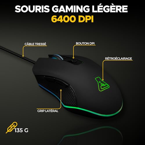 Detalle de The G-Lab Combo Hélium – Clavier + Souris + Tapis 3 en 1 pour PC, PS4/PS5 et Xbox