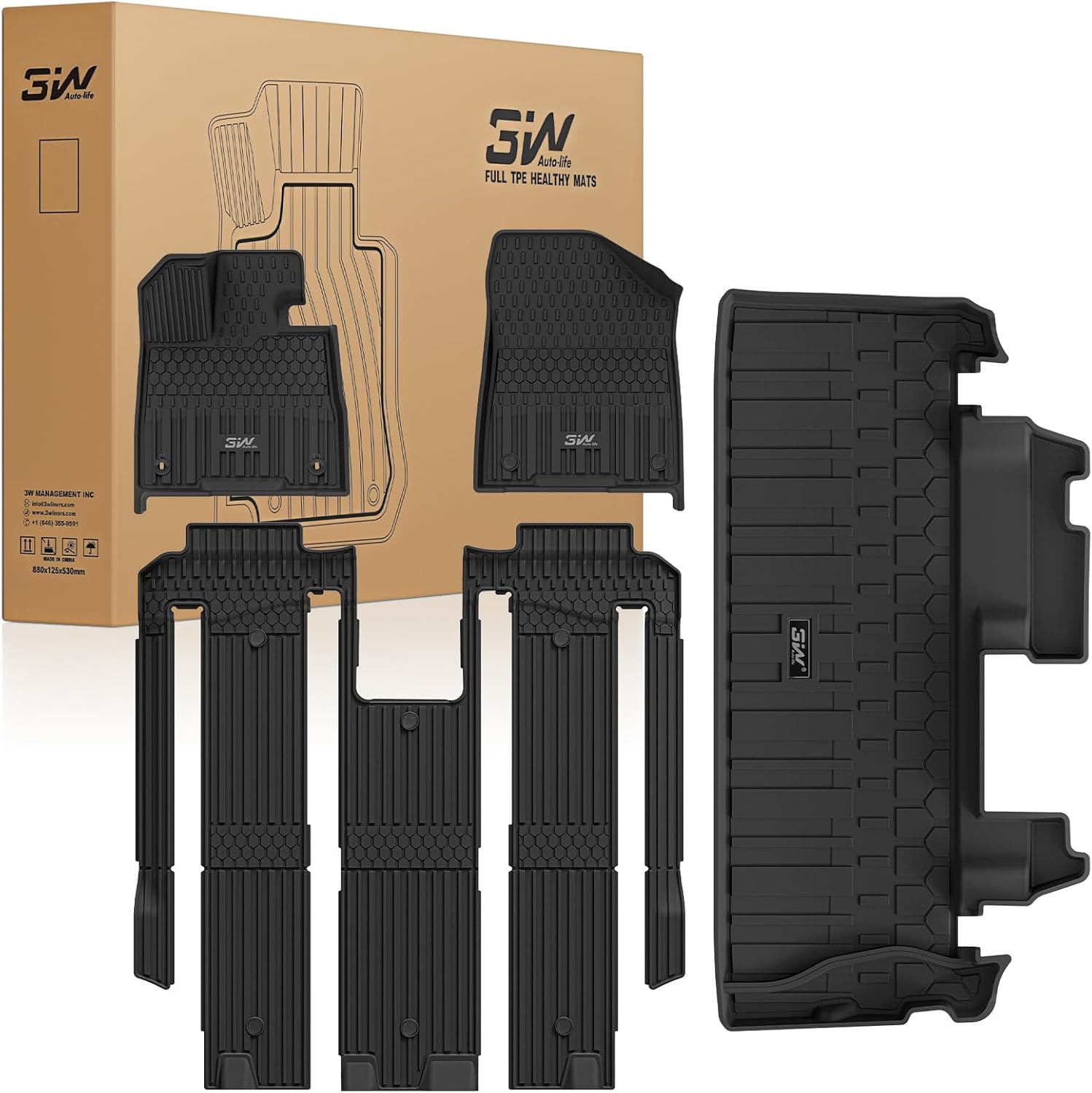 Detalle de 3W Floor Mats & Cargo Liner for Toyota Sienna 2024-2026 (Platinum w Refrigerator) – Custom Fit