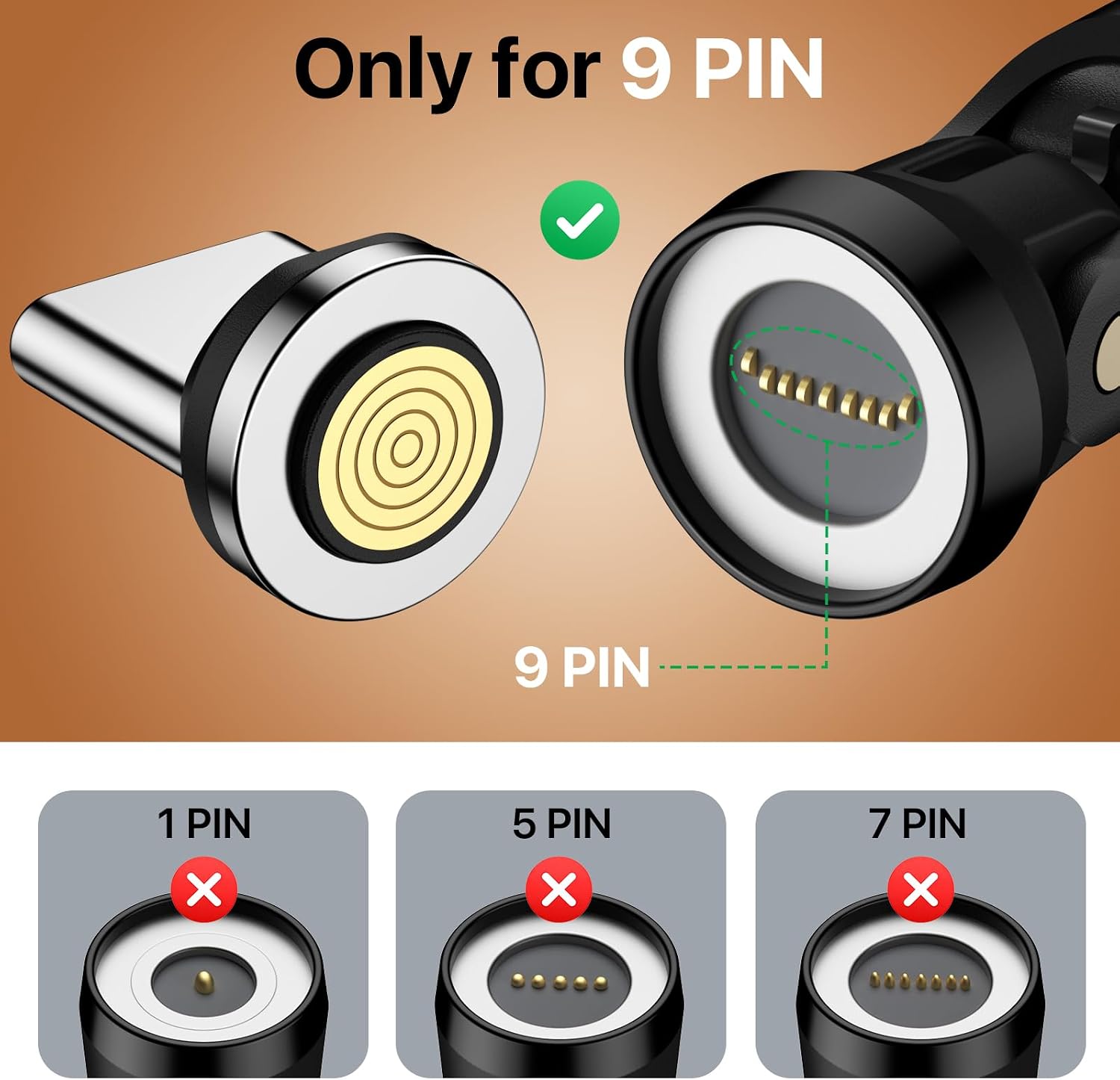 Detalle 2 de MoKo 9Pin USB Type-C Magnetic Tips 240W (3 Pack) – magnetic charging tips