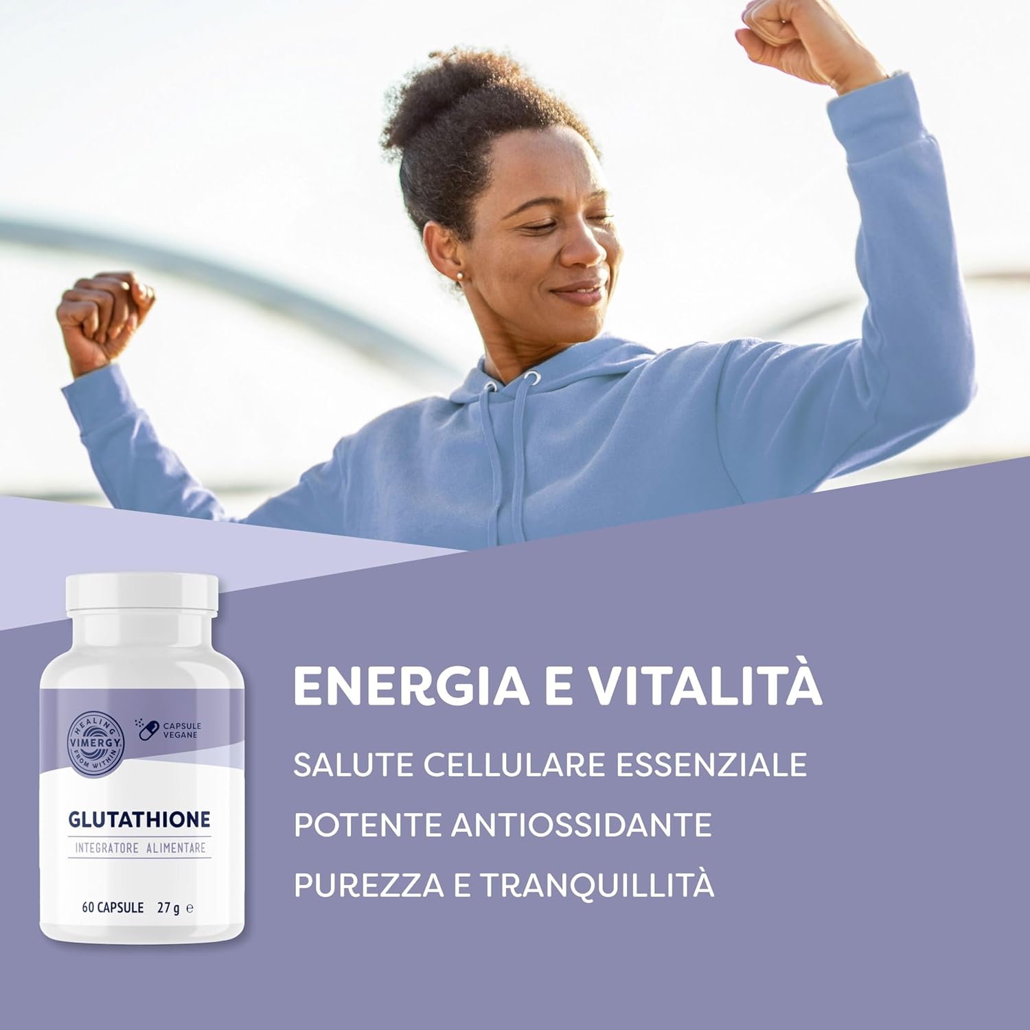 Detalle 2 de Vimergy Glutatione Capsule da 150 mg – 60 dosi, integratore vegano di glutatione ridotto