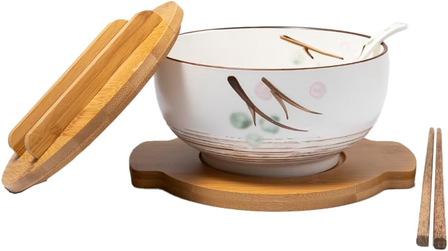 Detalle de lachineuse miska do ramenu z porcelany, 16 cm, 1000 ml, z łyżką i pałeczkami