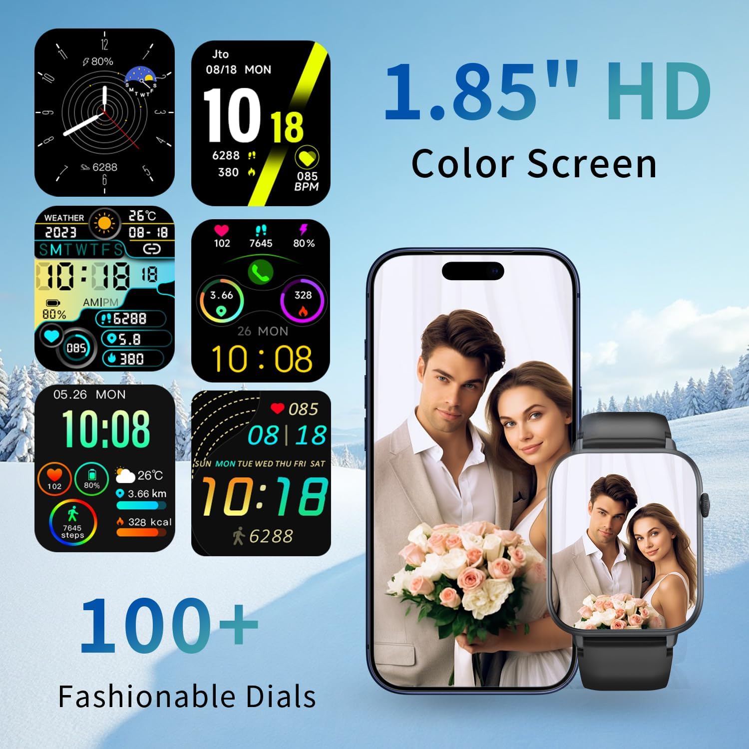 Detalle de VKROBAG Smart Watch for Women and Men with Bluetooth Calling – 1.85" HD Fitness Tracker