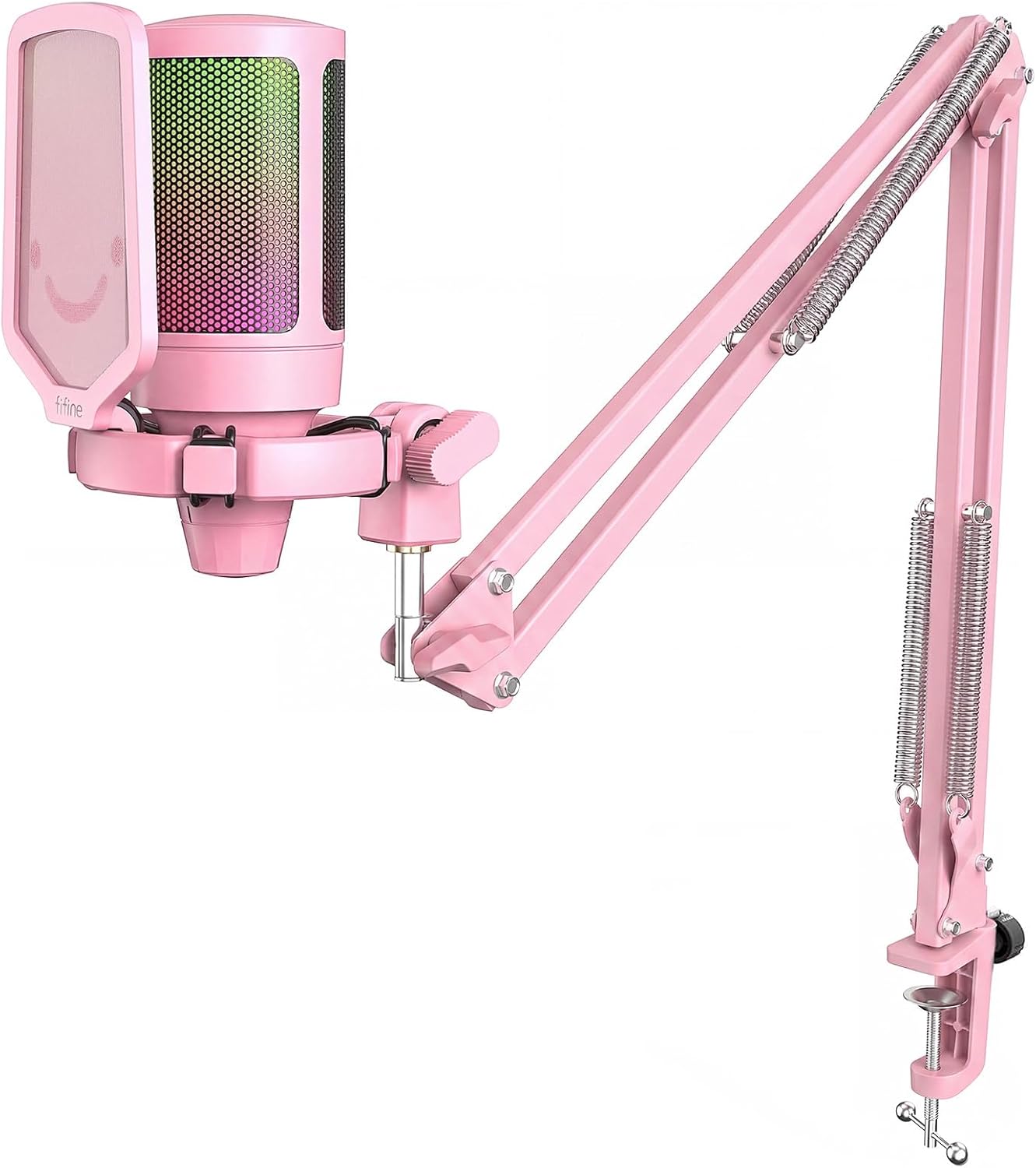 Thumbnail 3 de FIFINE Gaming Mikrofon PC mit Arm – USB-Kondensator mit Stummschalttaste, RGB-Beleuchtung und stabilem Schwenkarm