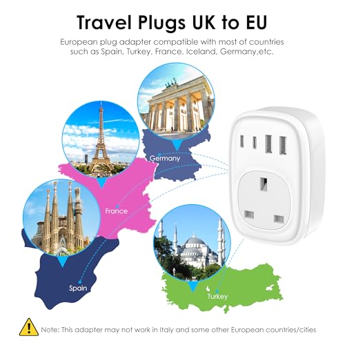Thumbnail 4 de Tusreda UK to EU Plug Adapter – 40W USB-C Fast Travel Charger (Schuko)