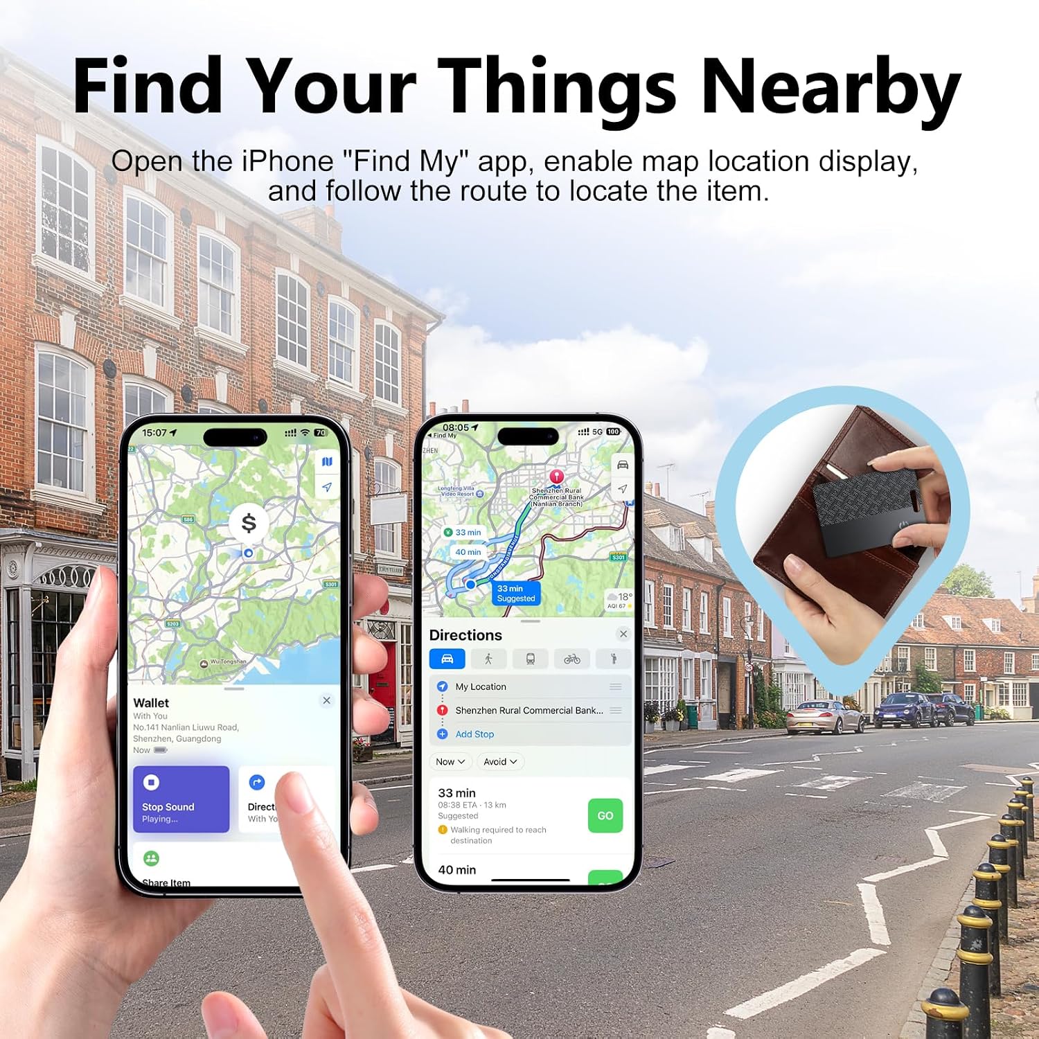 Detalle de Jarbooer Wallet Tracker Card 2-Pack: Ultra-thin iOS Find My Tracker (IP68, Rechargeable)