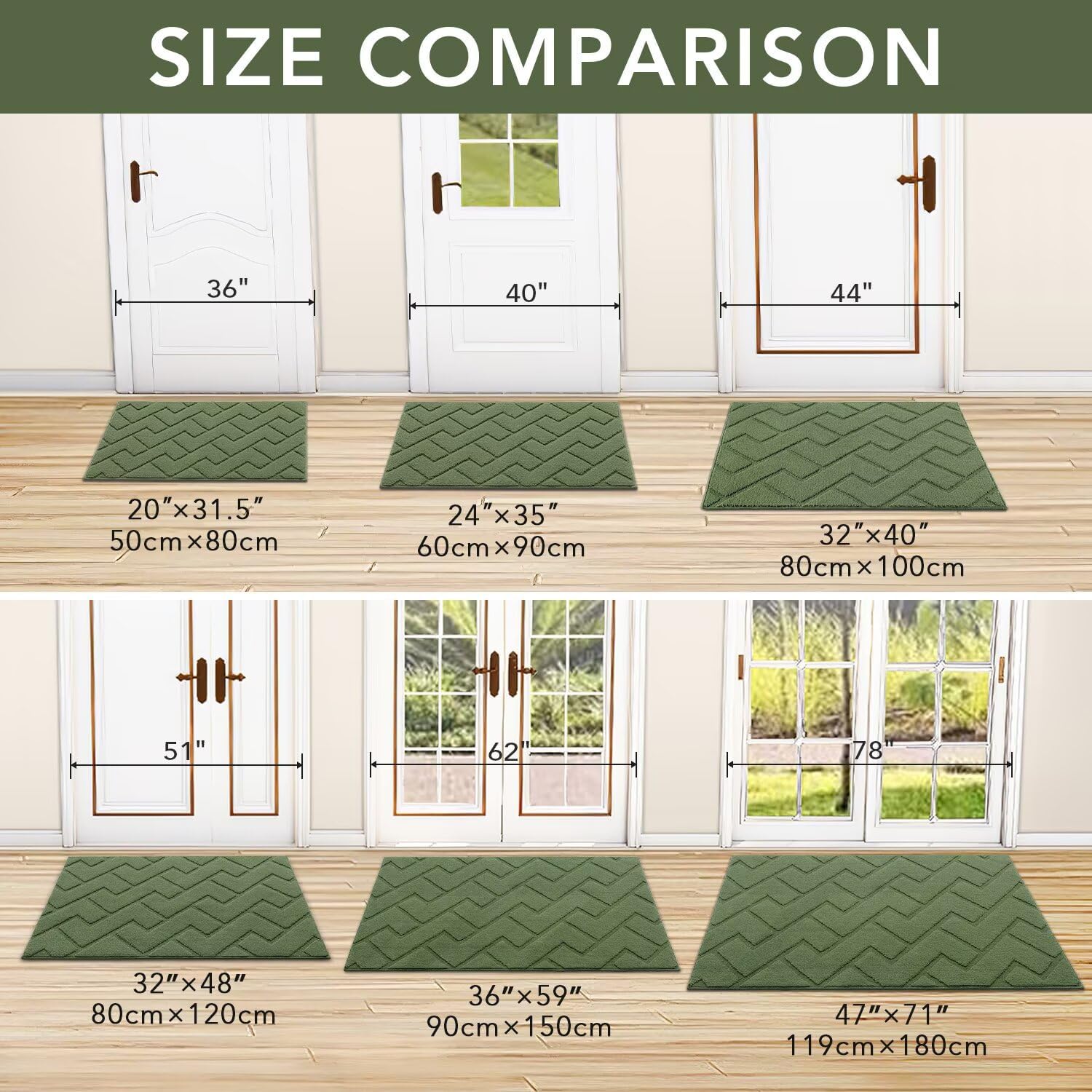 Thumbnail 2 de Hicorfe Indoor Doormat (24"x35") — Low-Profile, Absorbent Entryway Mat with Non-Slip TPR Backing