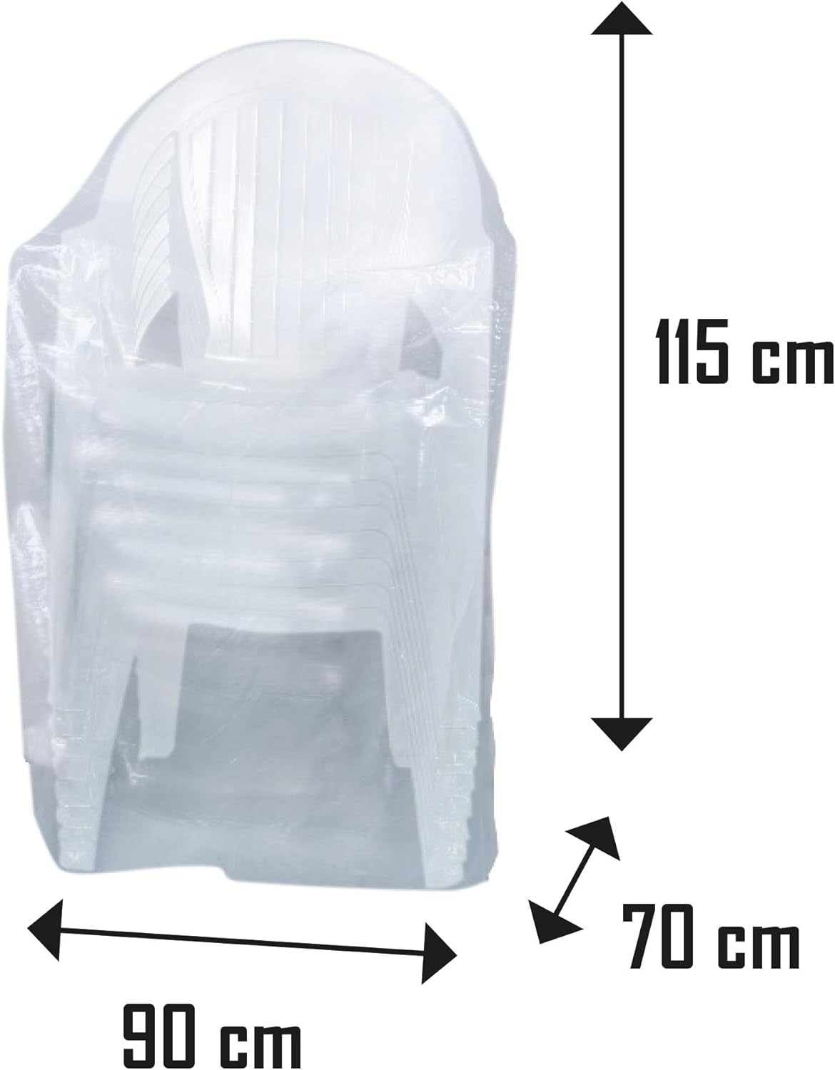 Detalle 2 de Ribimex Copertura per Sedie da Giardino Impermeabile 250 x 150 x 80 cm – Polietilene 90 g/m², Anti-UV 120 Kly